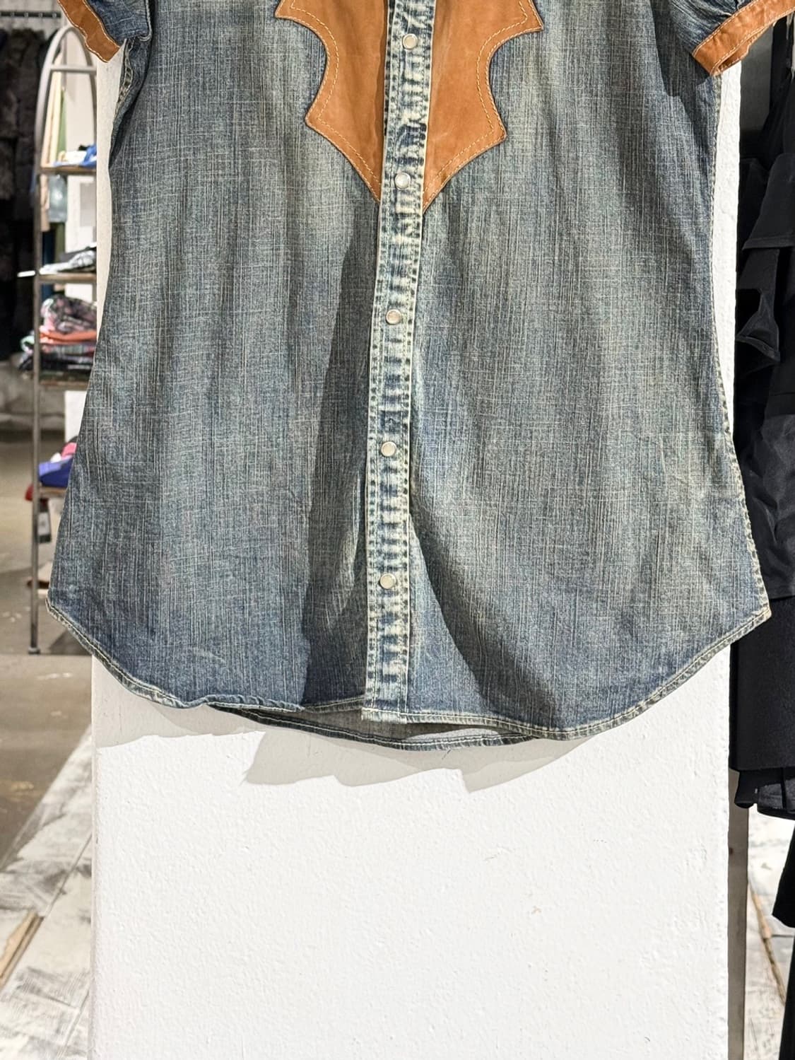 디스퀘어드2 웨스턴 데님 레더 하프 셔츠 상품이미지5