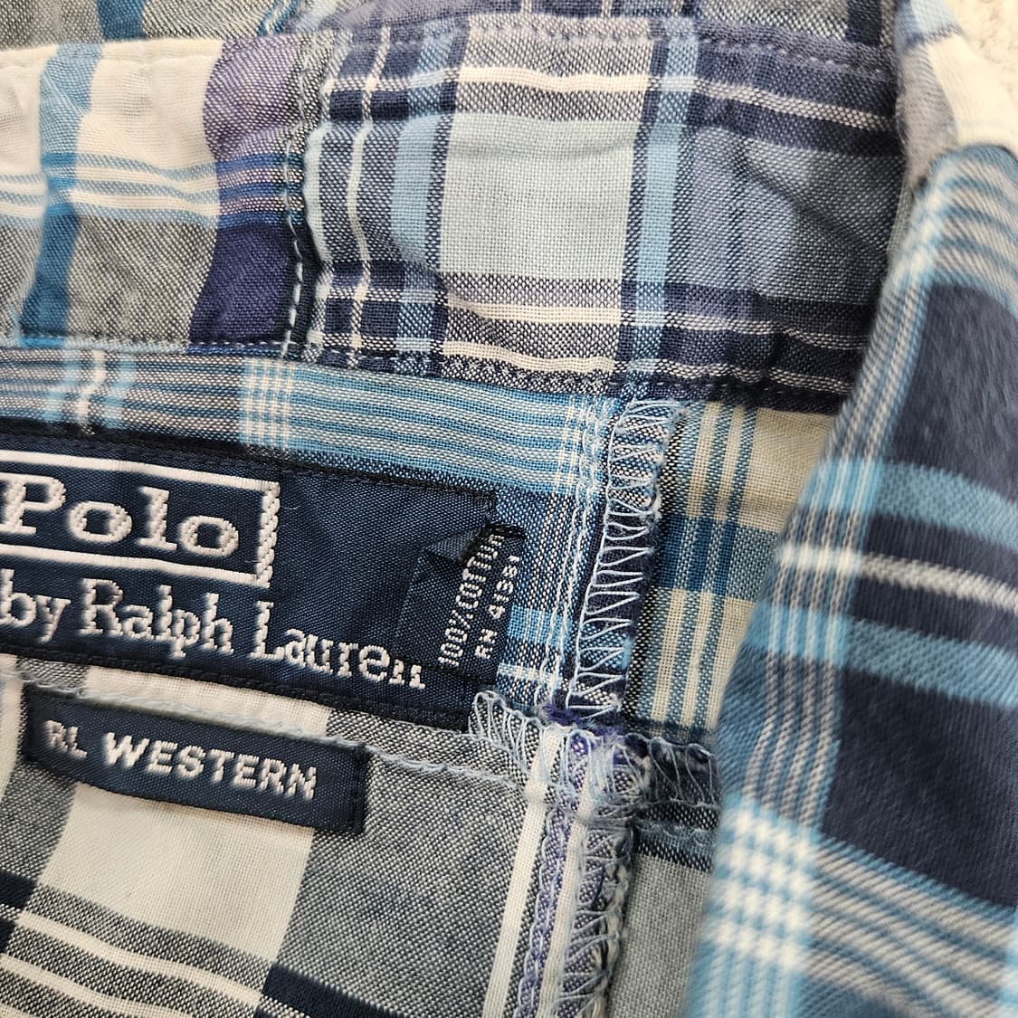 폴로 랄프 로렌 패치워크 웨스턴 반팔 셔츠 L 상품이미지5