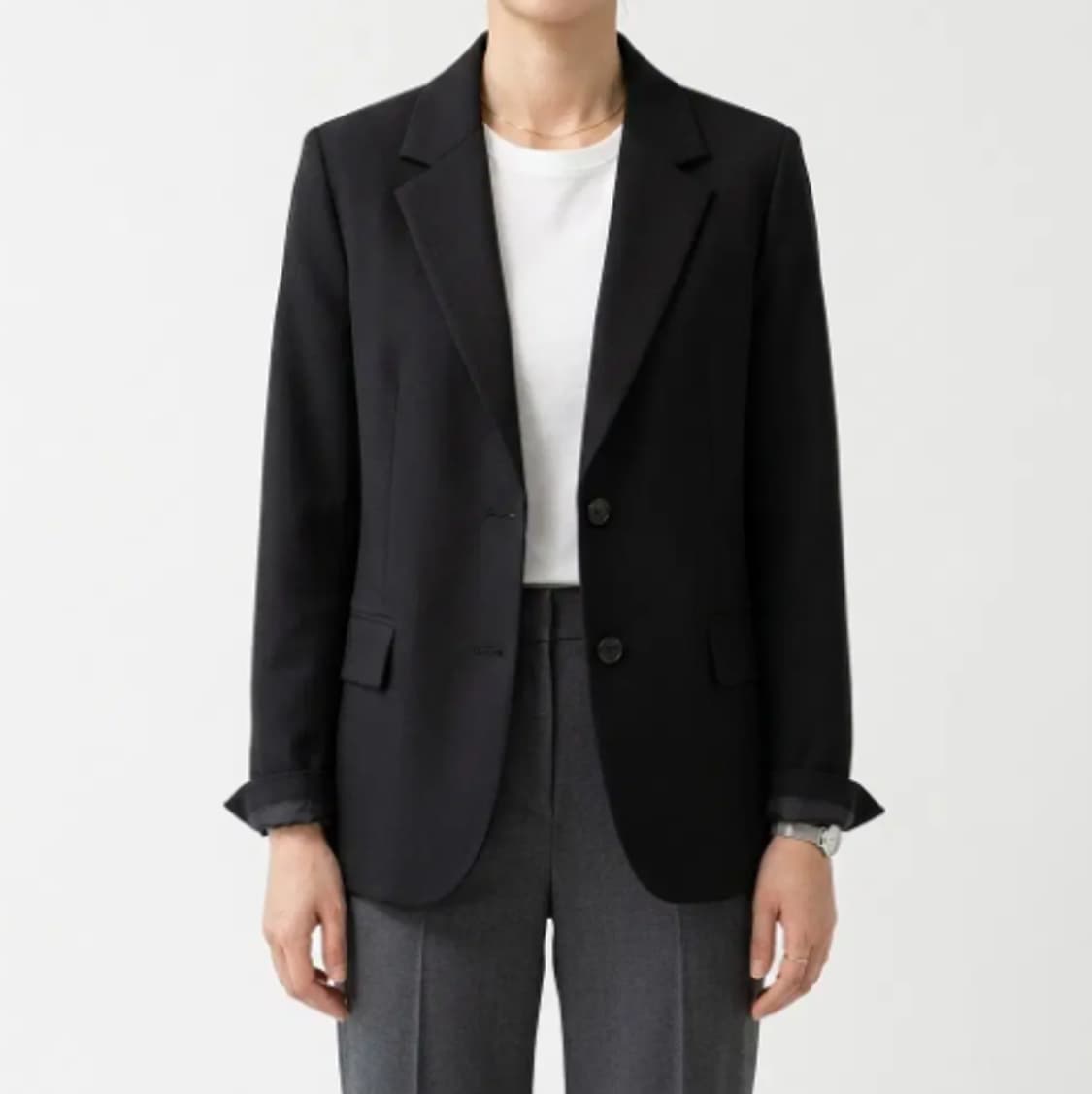 빈폴 레이디스 24년형 울 혼방 기본핏 블랙 재킷 L사이즈 상품이미지1