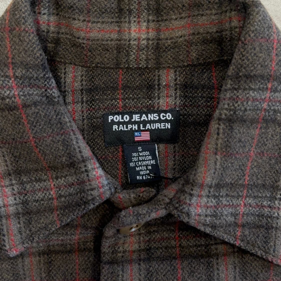 폴로 진스 울 캐시미어 체크 셔츠 자켓 상품이미지4