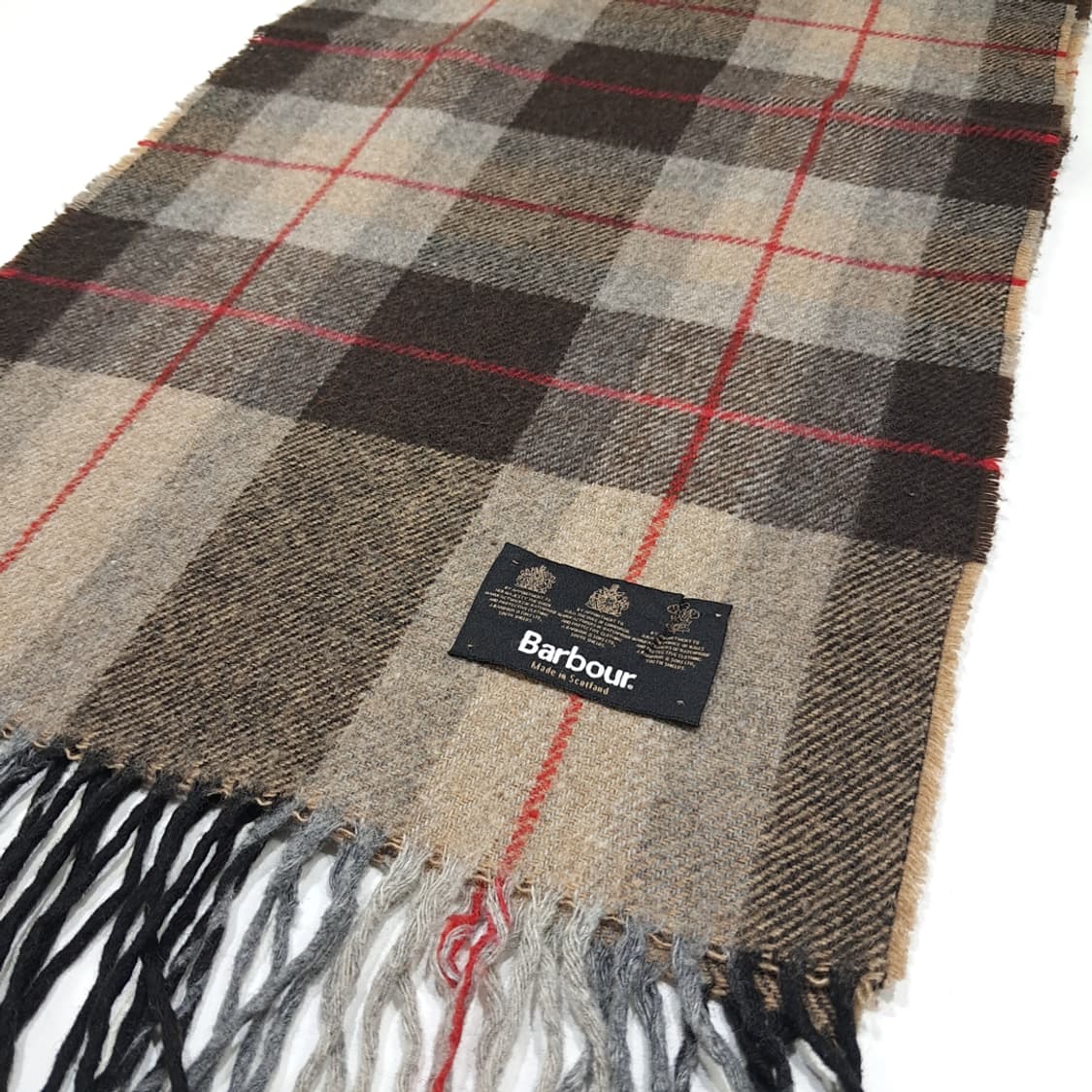MX540 바버 90s 스코틀랜드판 울 타탄체크 브라운 머플러 목도리 상품이미지3