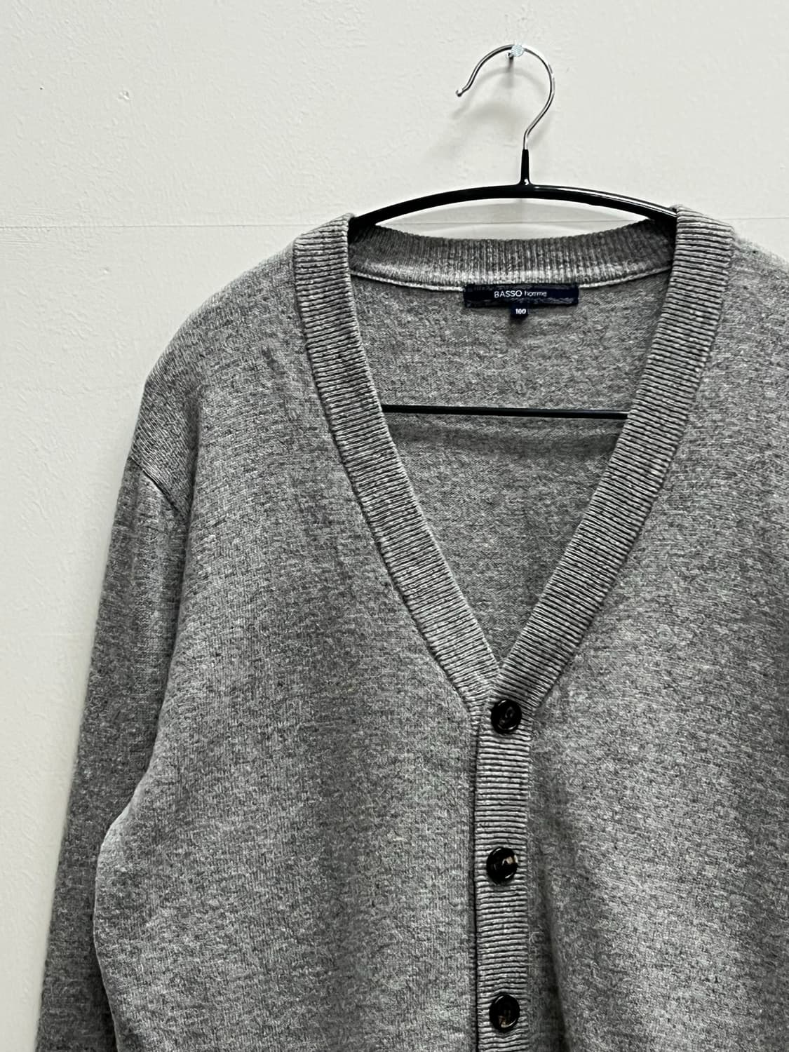 바쏘옴므 울 캐시미어 가디건 그레이 상품이미지3