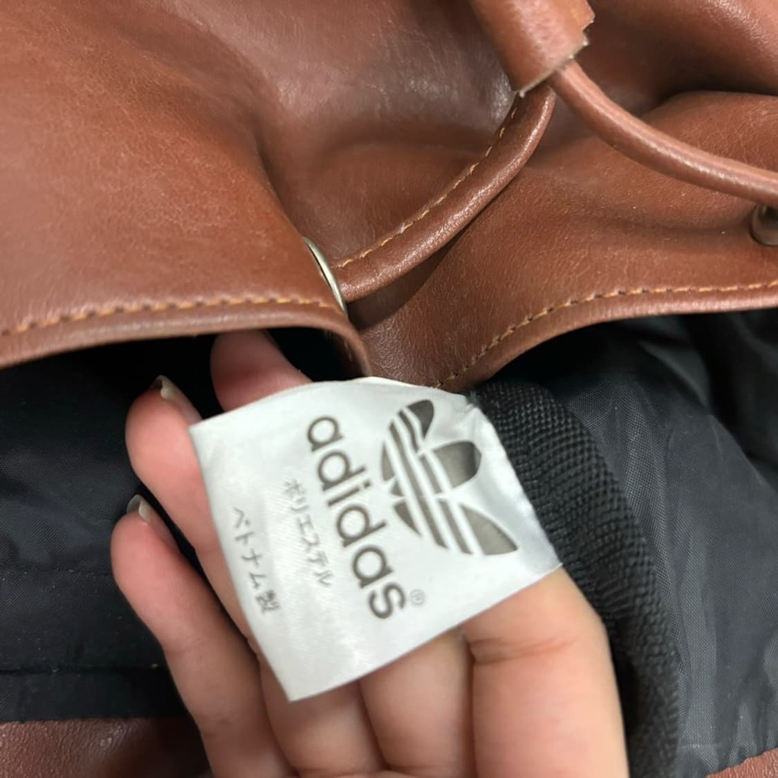 아디다스 빈티지 브라운 파이어버드 레더 복조리 미니 백팩 상품이미지5