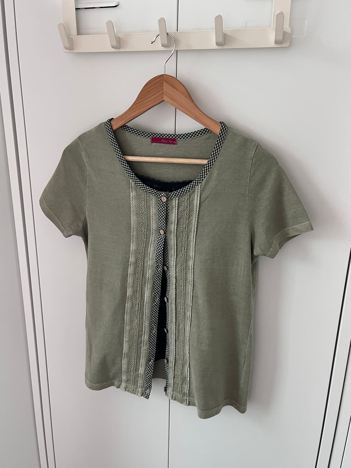 Plaire vie 체크 레이스 바선생 반팔 티셔츠 상품이미지1