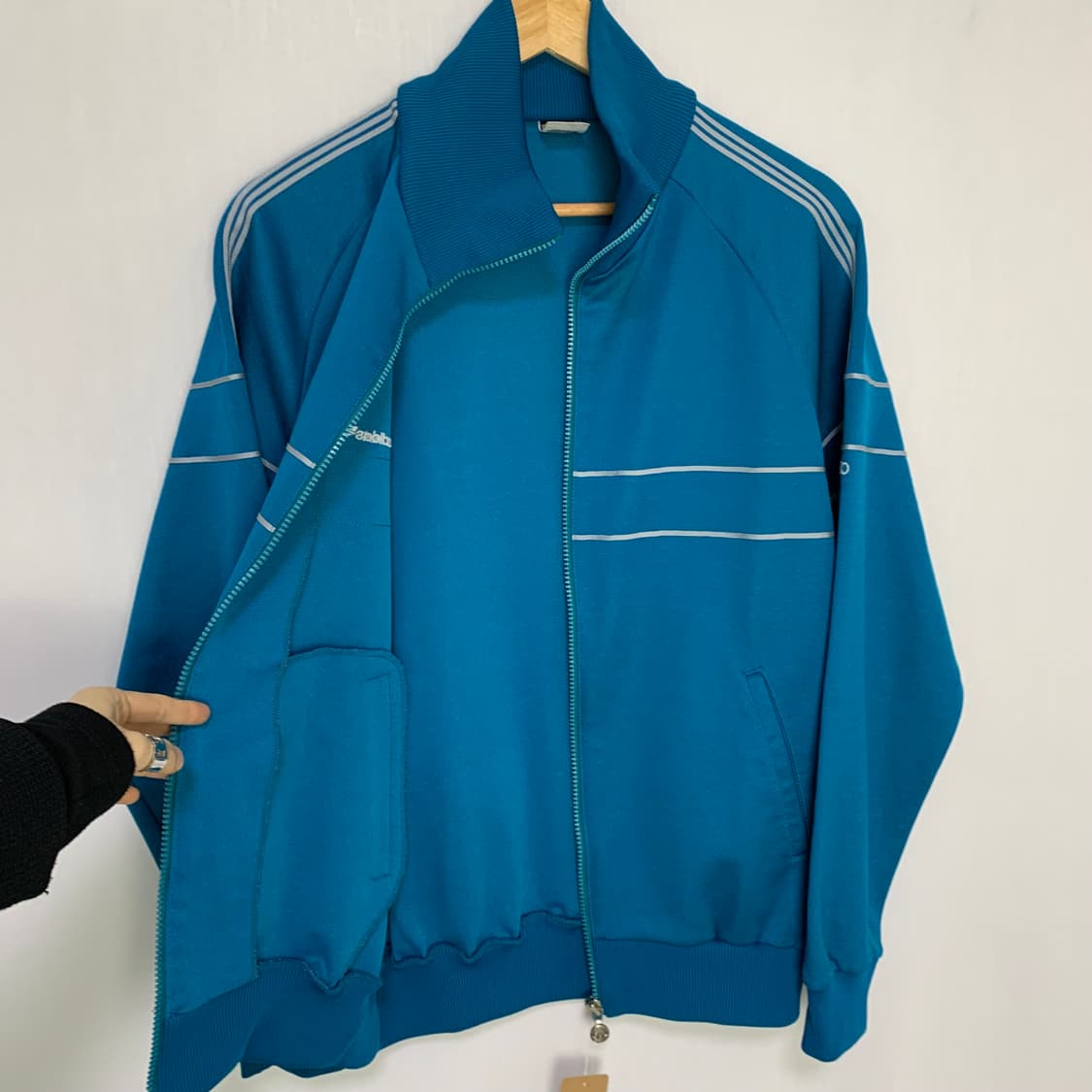 아디다스 80s 서독 빈티지 집업 져지 남녀공용 블루 트랙탑 상품이미지4