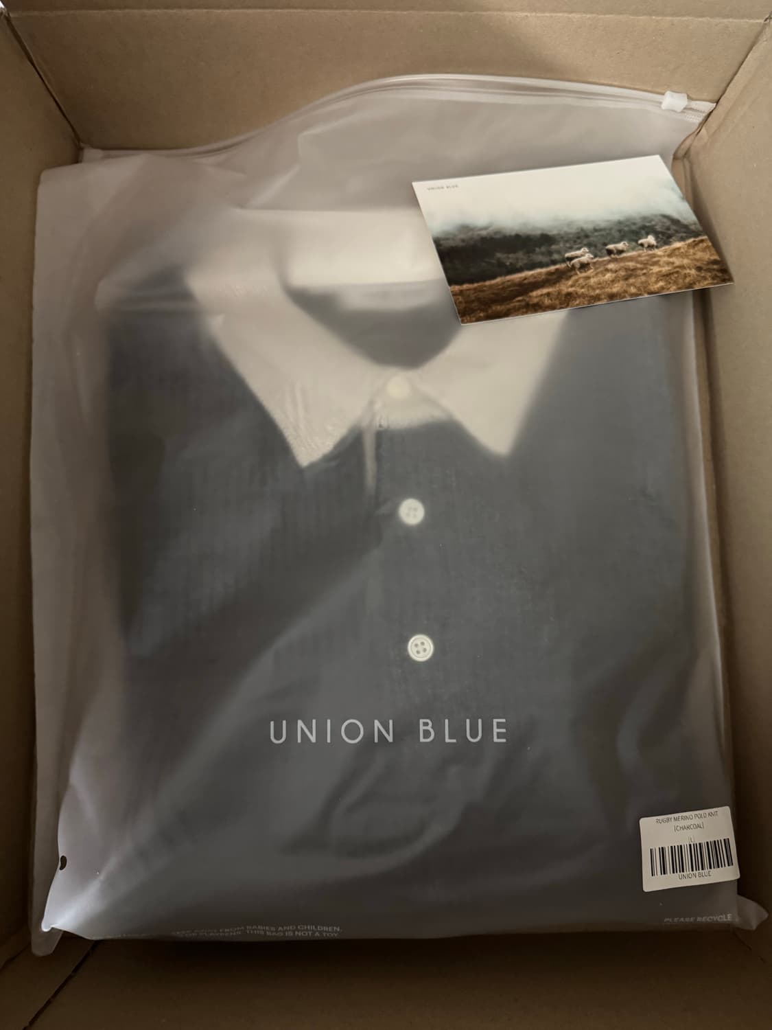 유니온블루 럭비 메리노 폴로 니트 차콜 L 상품이미지2