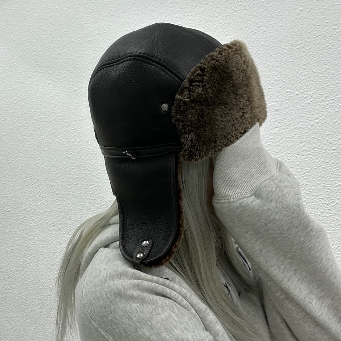 빈티지 뽀글이 가죽 군밤모자 상품이미지4