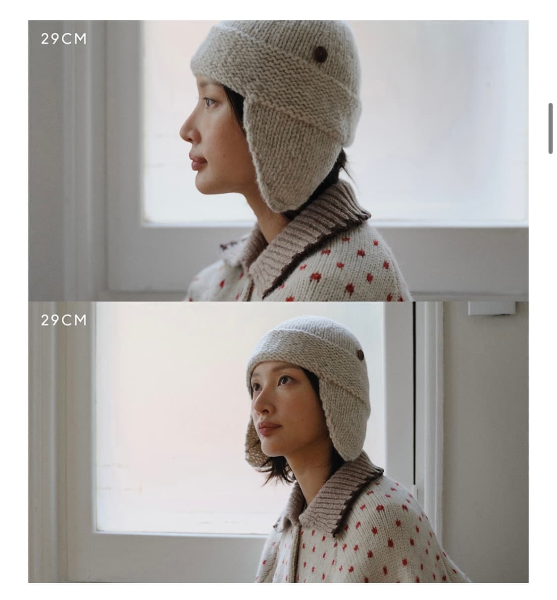 유라고 버튼 이어플랩 비니 상품이미지1