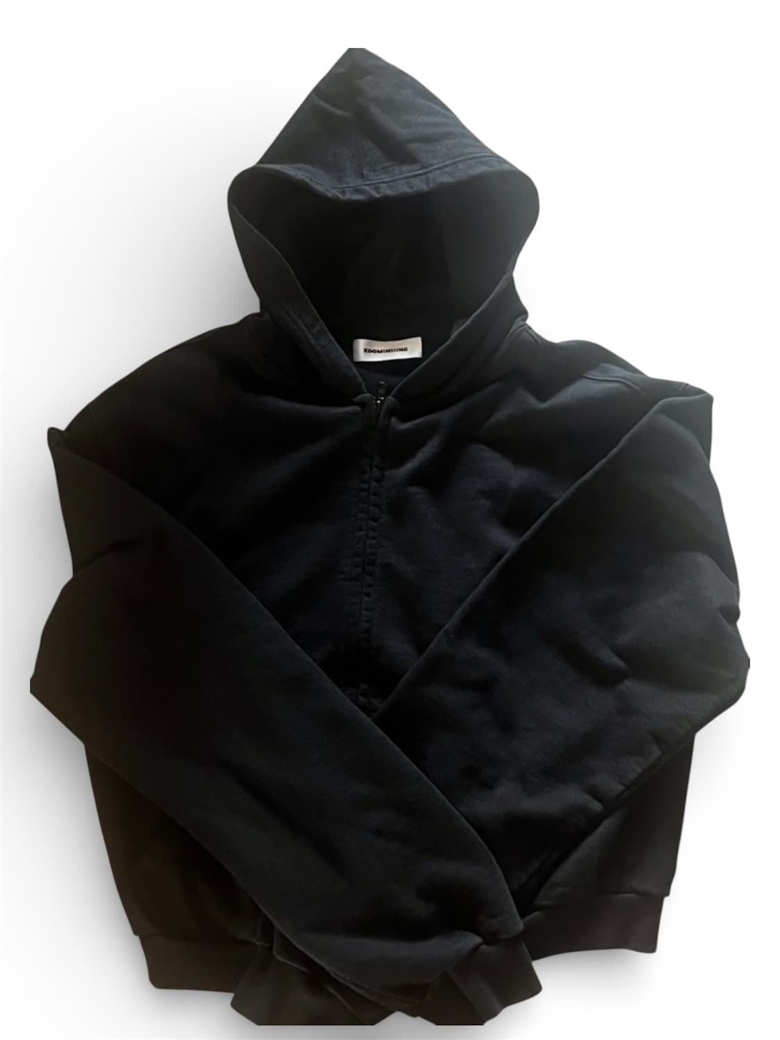 (M) 구민성 크롭 후드집업 블랙 상품이미지2