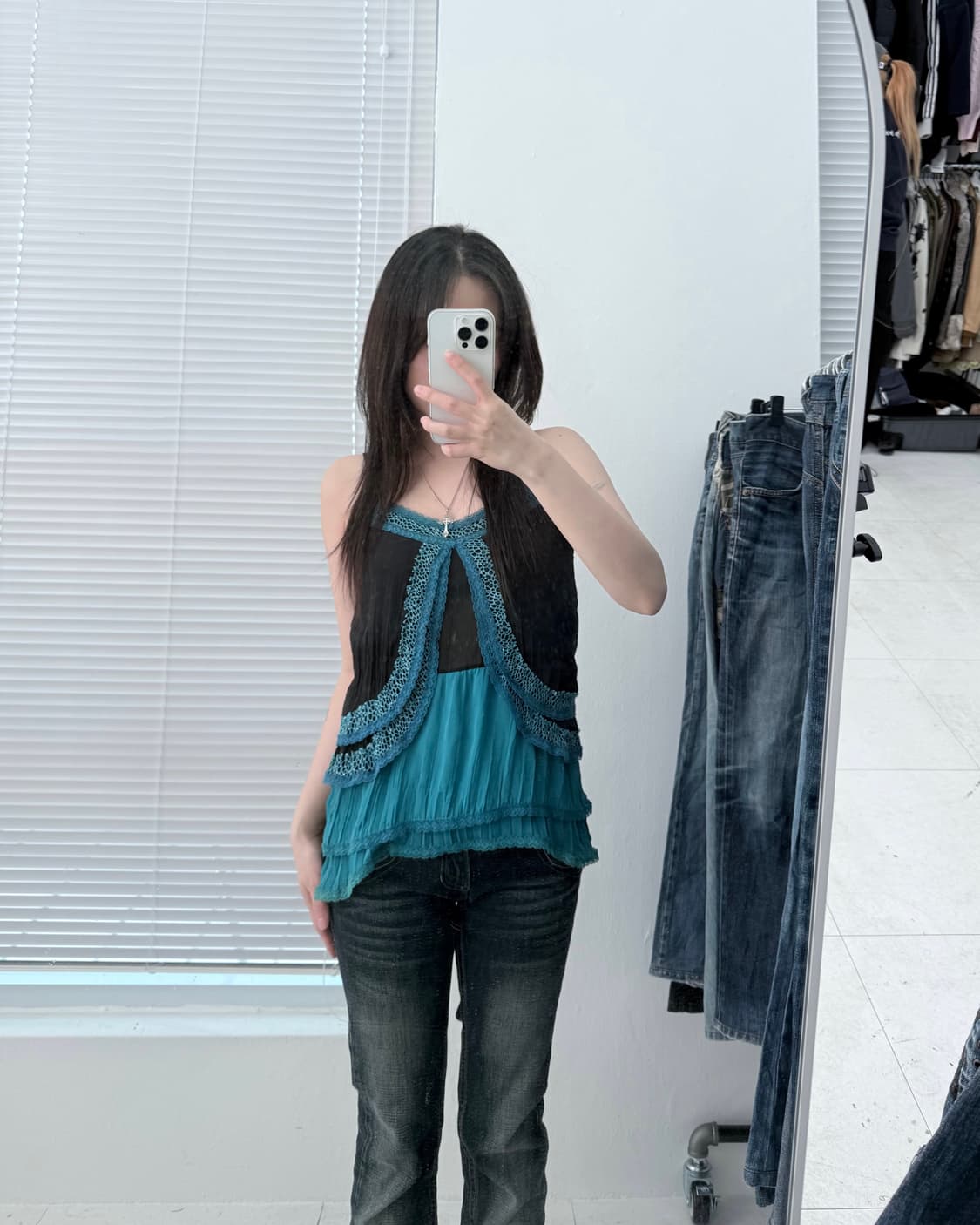 빈티지 블루그린 슬리브리스 상품이미지8