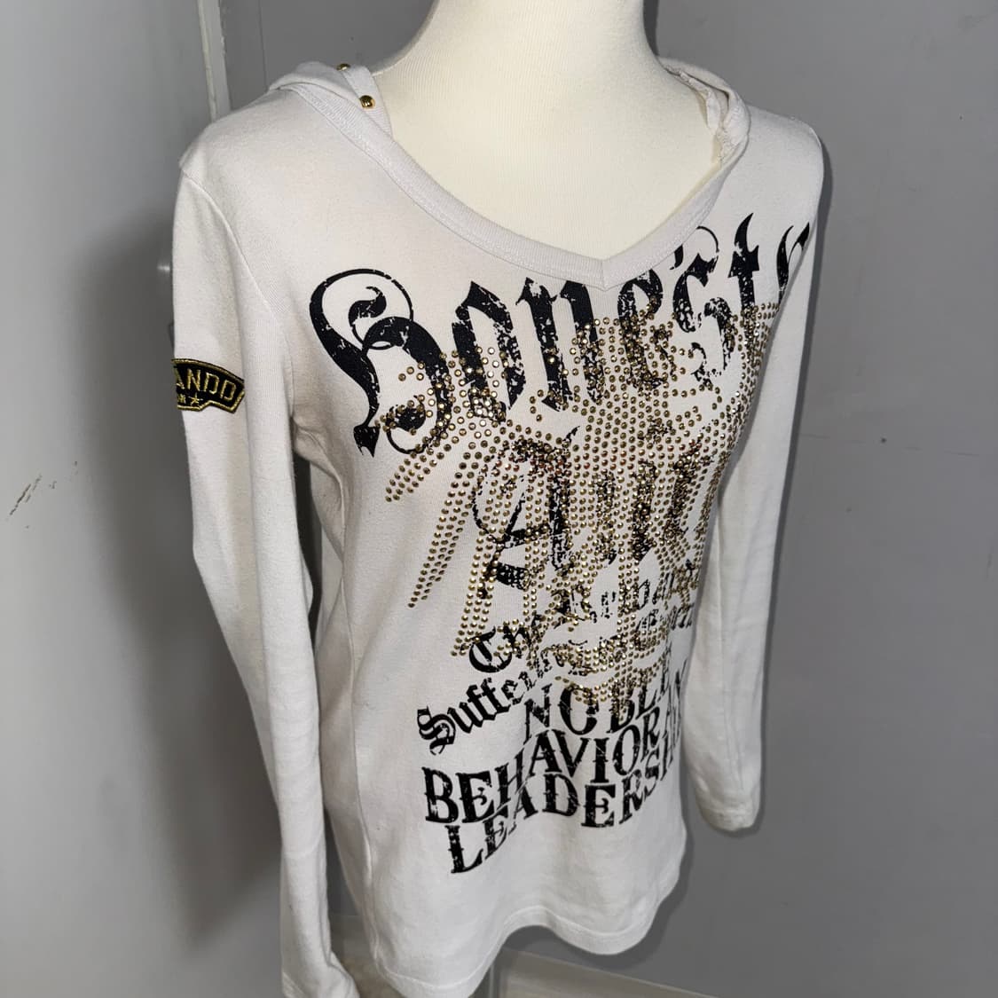 갸루 Y2K 프린팅 비즈 후드 긴팔티  상품이미지1