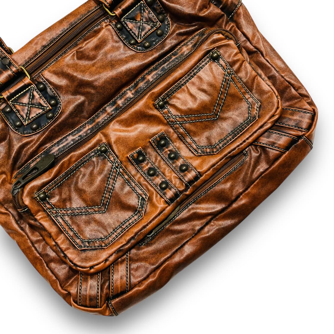 Western Vegan Leather Stud Vintage Bag 상품이미지4