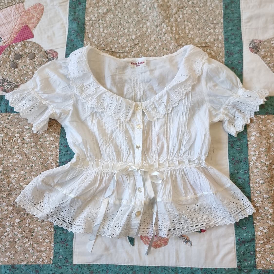 Emily Temple cute 코튼 앙쥬 레이스 블라우스 상품이미지1