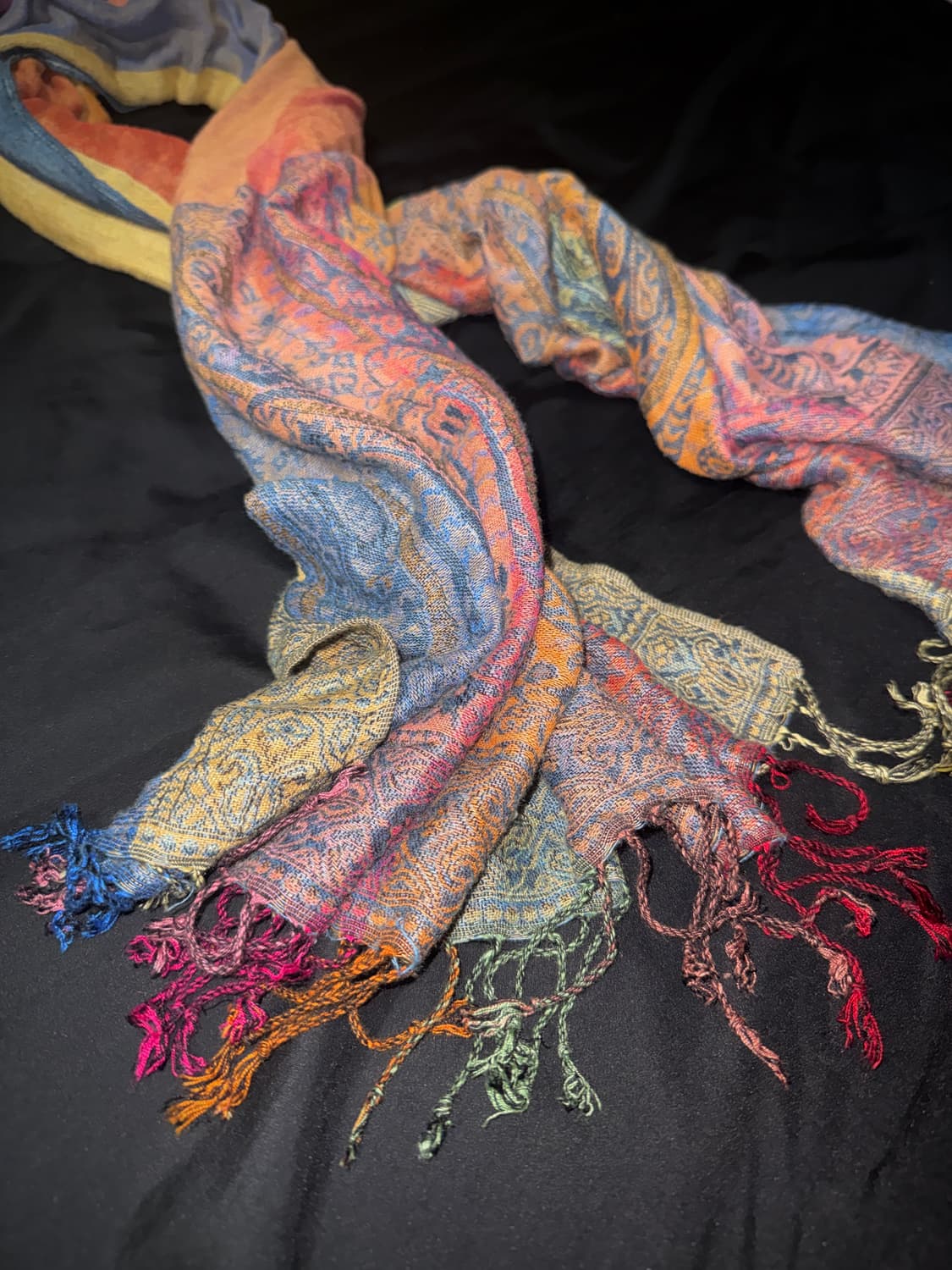 vtg Paisley Pashmina fringe Stole 상품이미지2