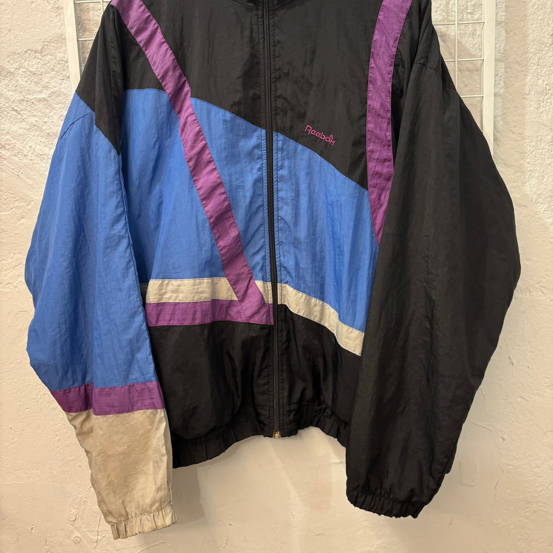 90s 리복 올드스쿨 배색 오버핏 바람막이 자켓 L 상품이미지4
