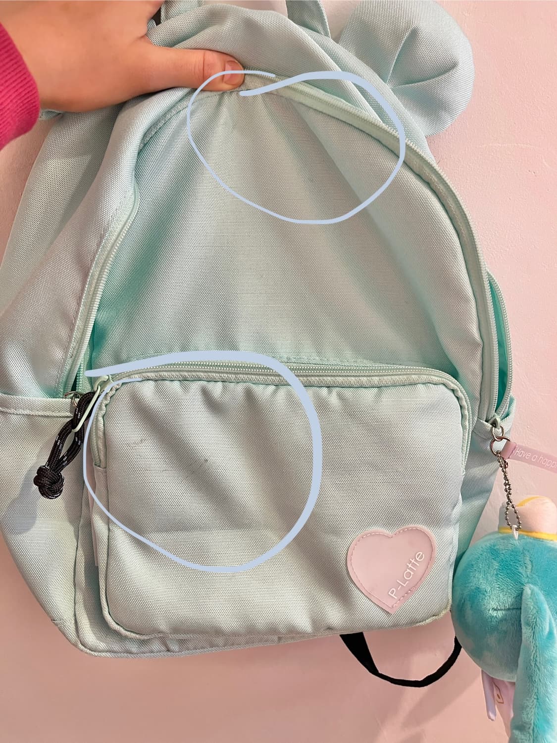 하츠네미쿠깔 민트색 귀달린 백팩 🧼 상품이미지3