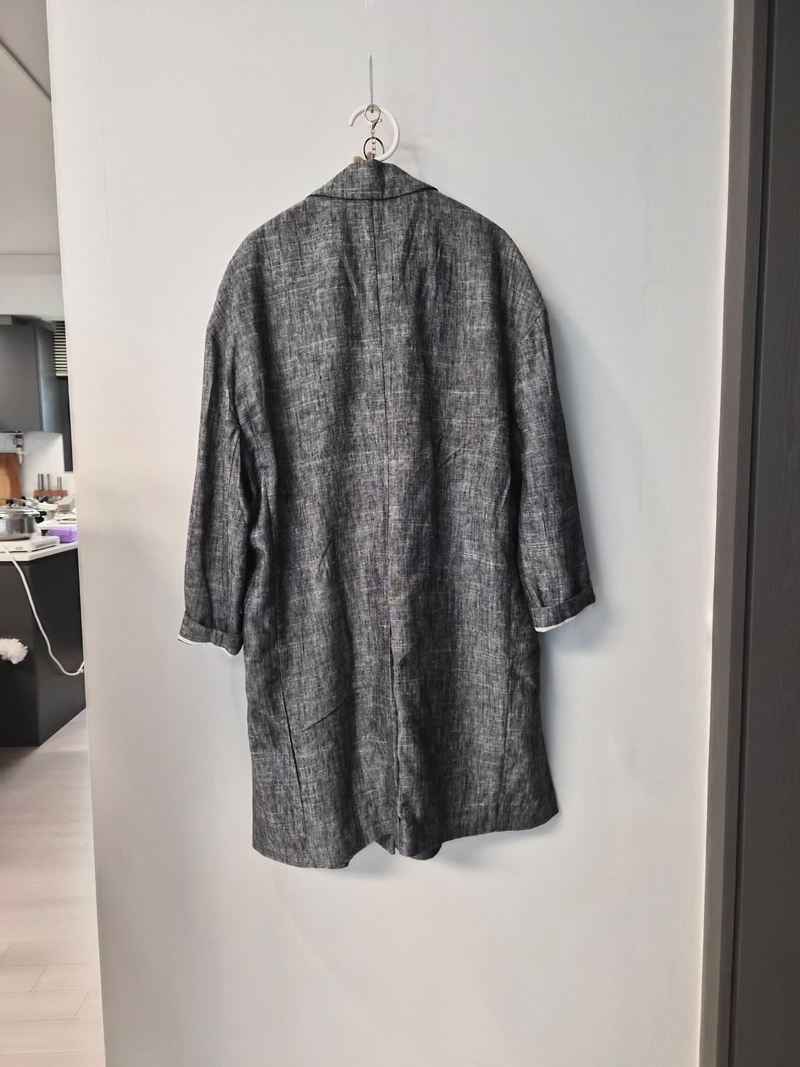 [Maje] 마주 린넨 혼방 네온 포인트 하프 코트 (정품) 상품이미지5