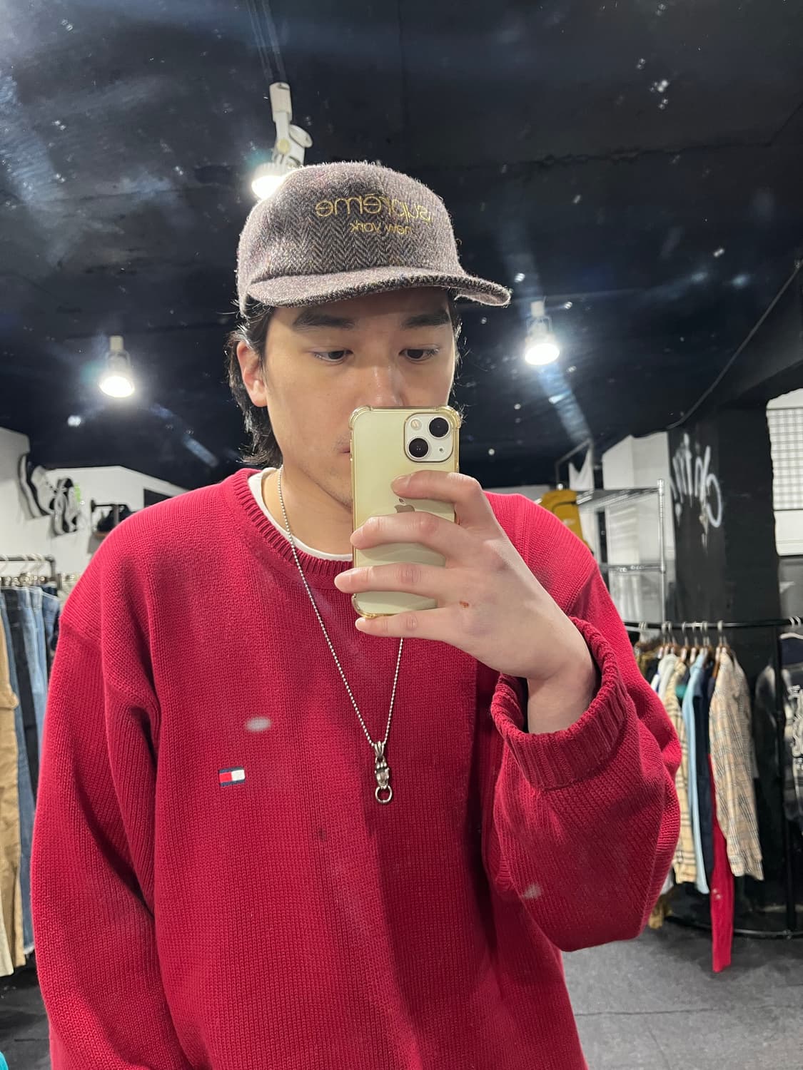 슈프림 헤링본 클래식 로고 6패널 캡 상품이미지4