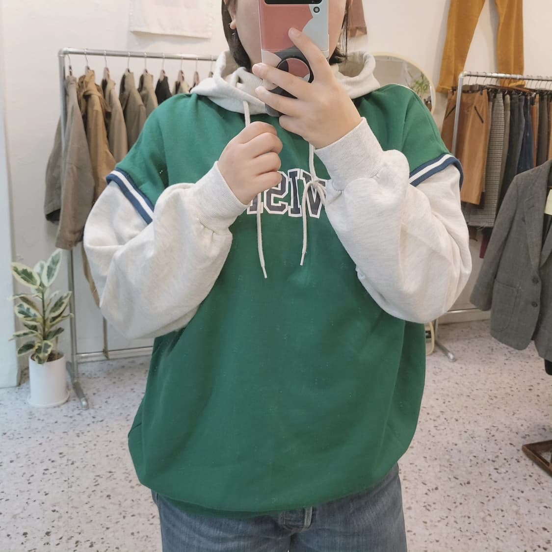 Browny vintage 배색 후드티셔츠 상품이미지8