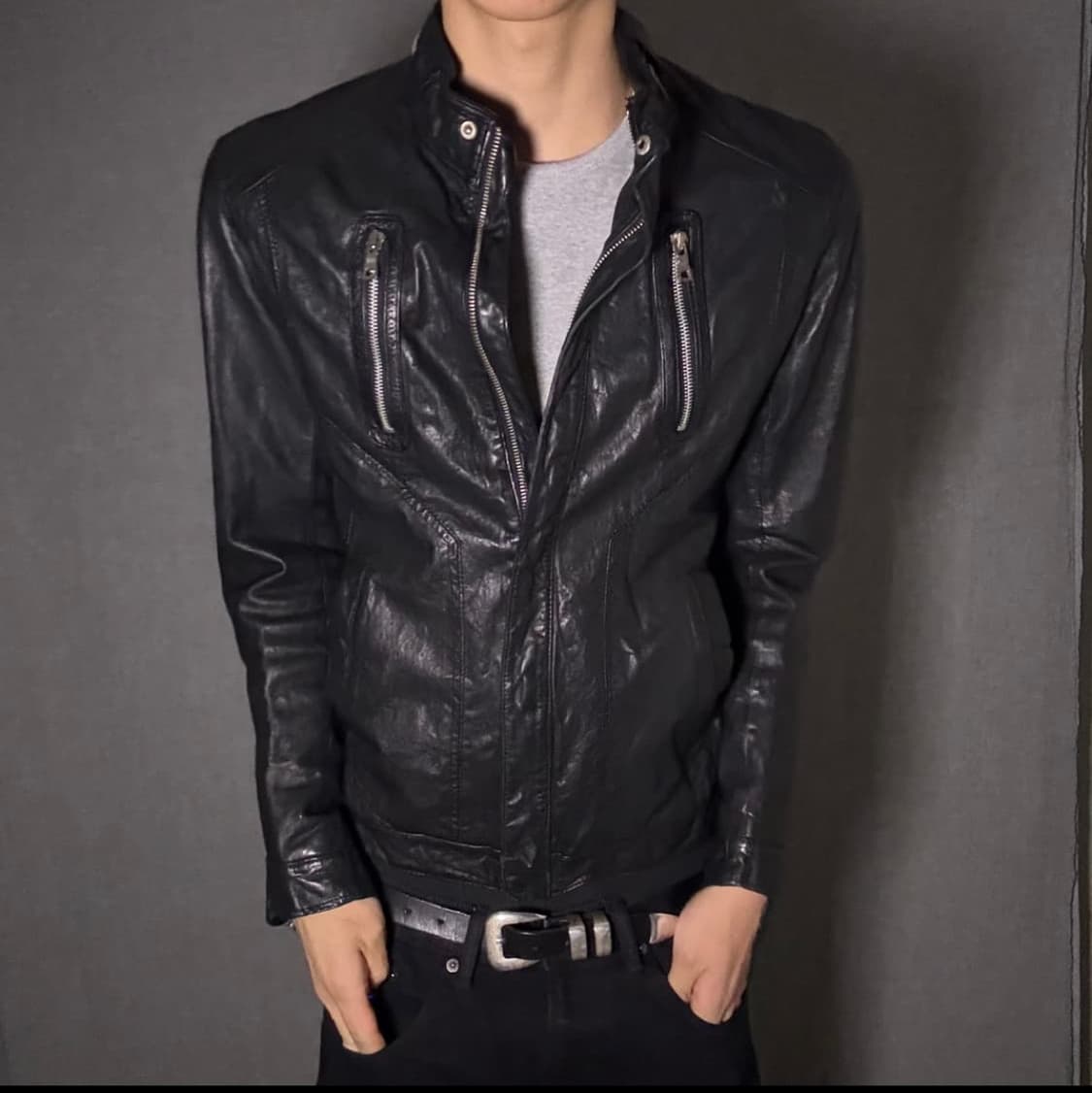 lamb skin leather jacket 레더 자켓 상품이미지3