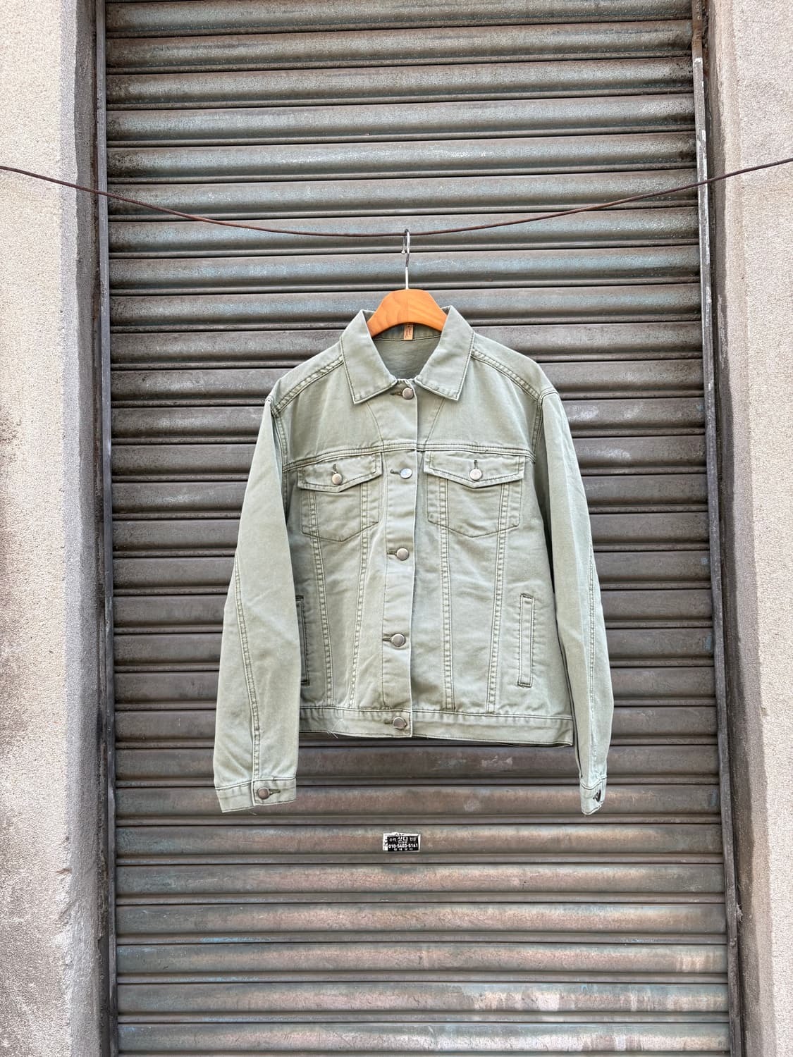 카키 워싱 코튼 봄버 재킷 상품이미지1