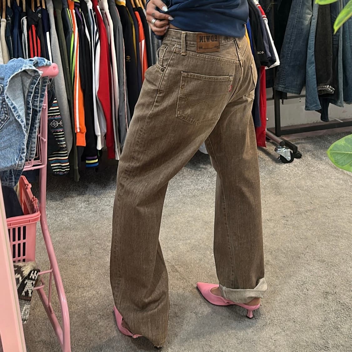 에드윈 00s "Loose 445" 브라운 워싱 데님 팬츠(31) 상품이미지3