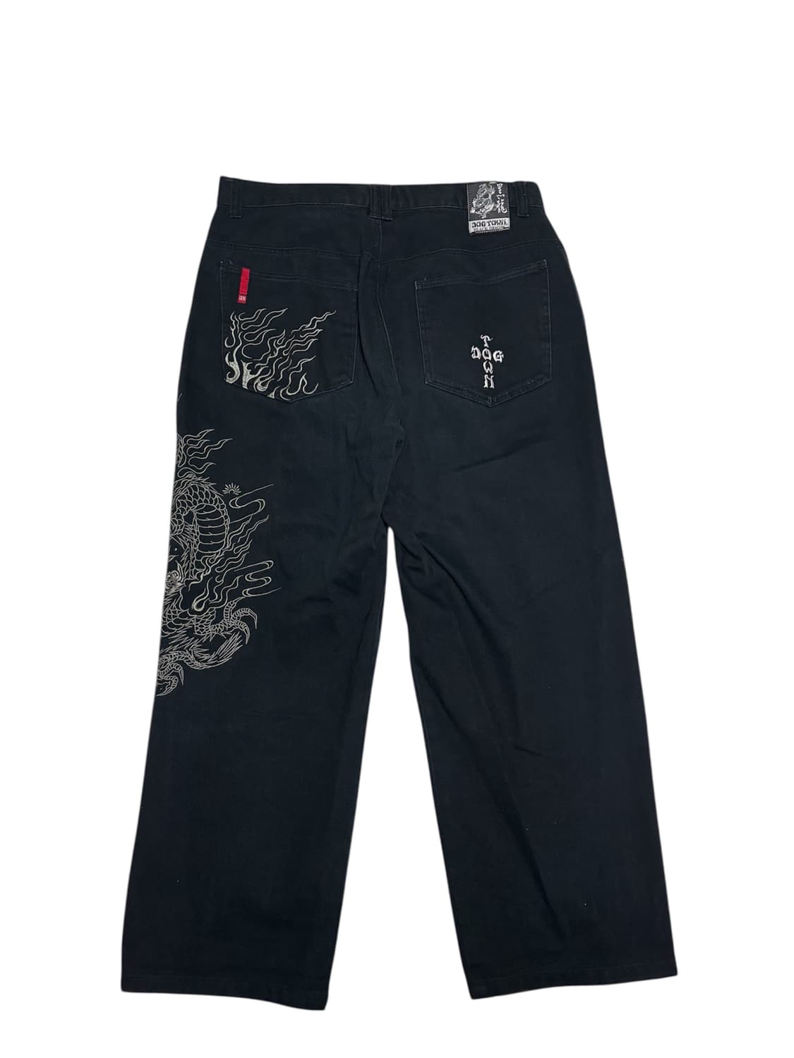 도그타운 dogtown 블랙 오리엔탈 용 자수 와이드 배기팬츠 상품이미지2