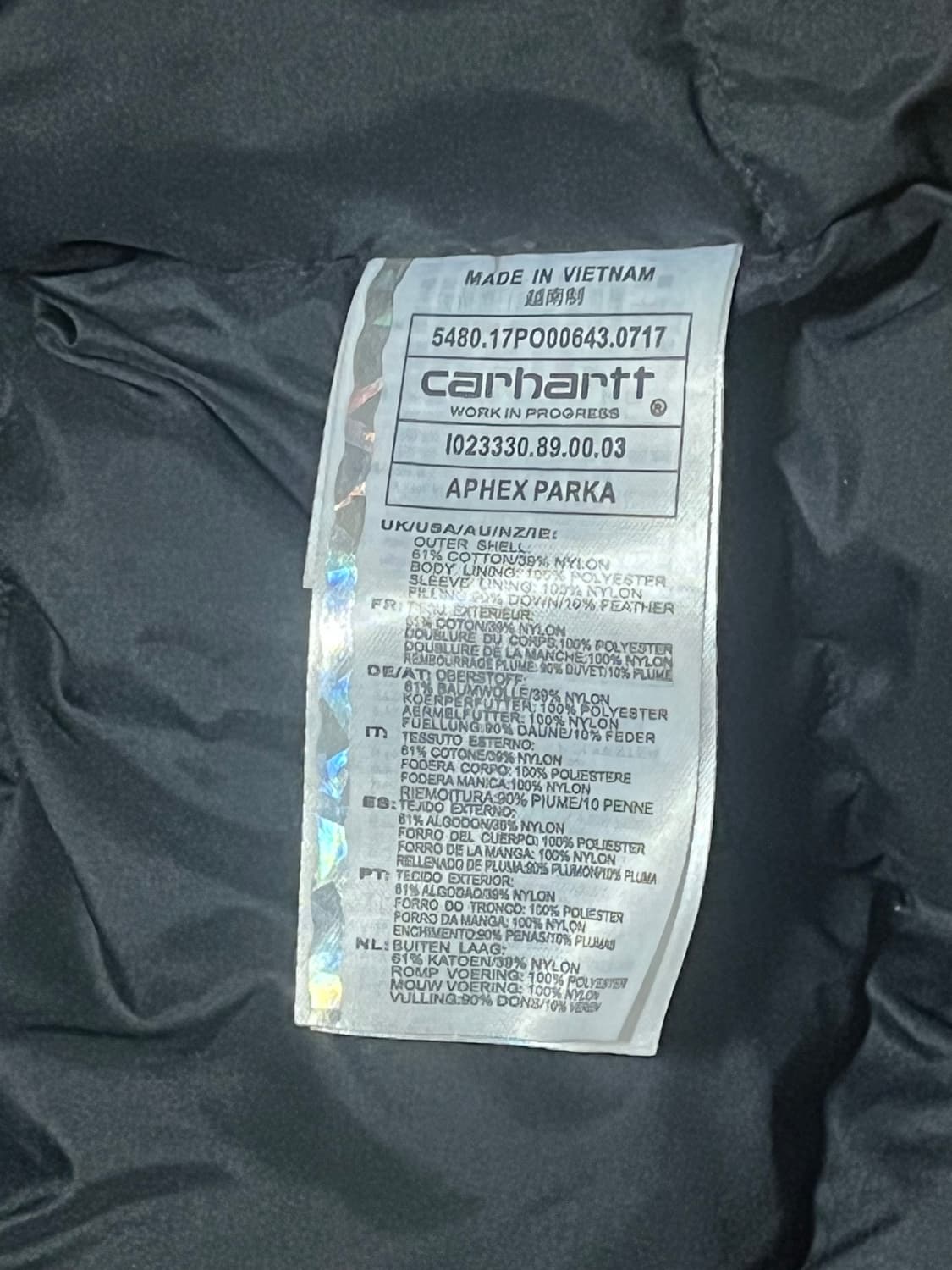 칼하트 wip 에이펙스 롱파카 M 블랙 상품이미지3