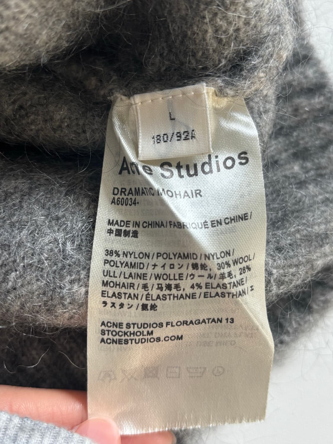 Acne Studios 아크네스튜디오 울 모헤어 스트라이프 그레이 크루넥 상품이미지8