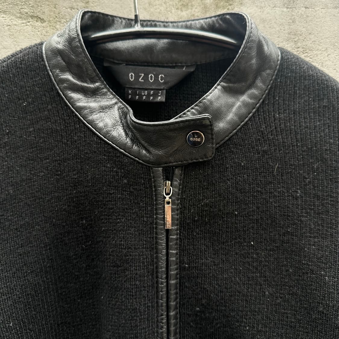 'ozoc' leather trimmed knit zipup 상품이미지2