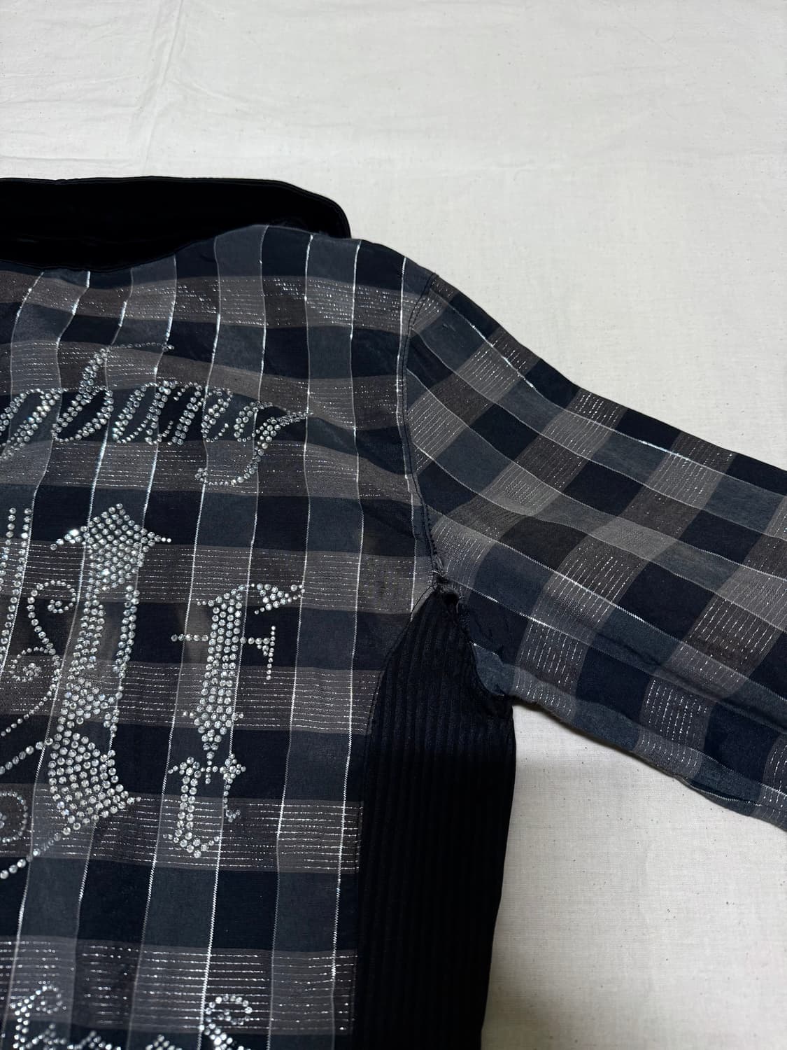 00s Xfrm 사틴 웨스턴 포켓 큐빅 빅로고 셔츠 상품이미지5