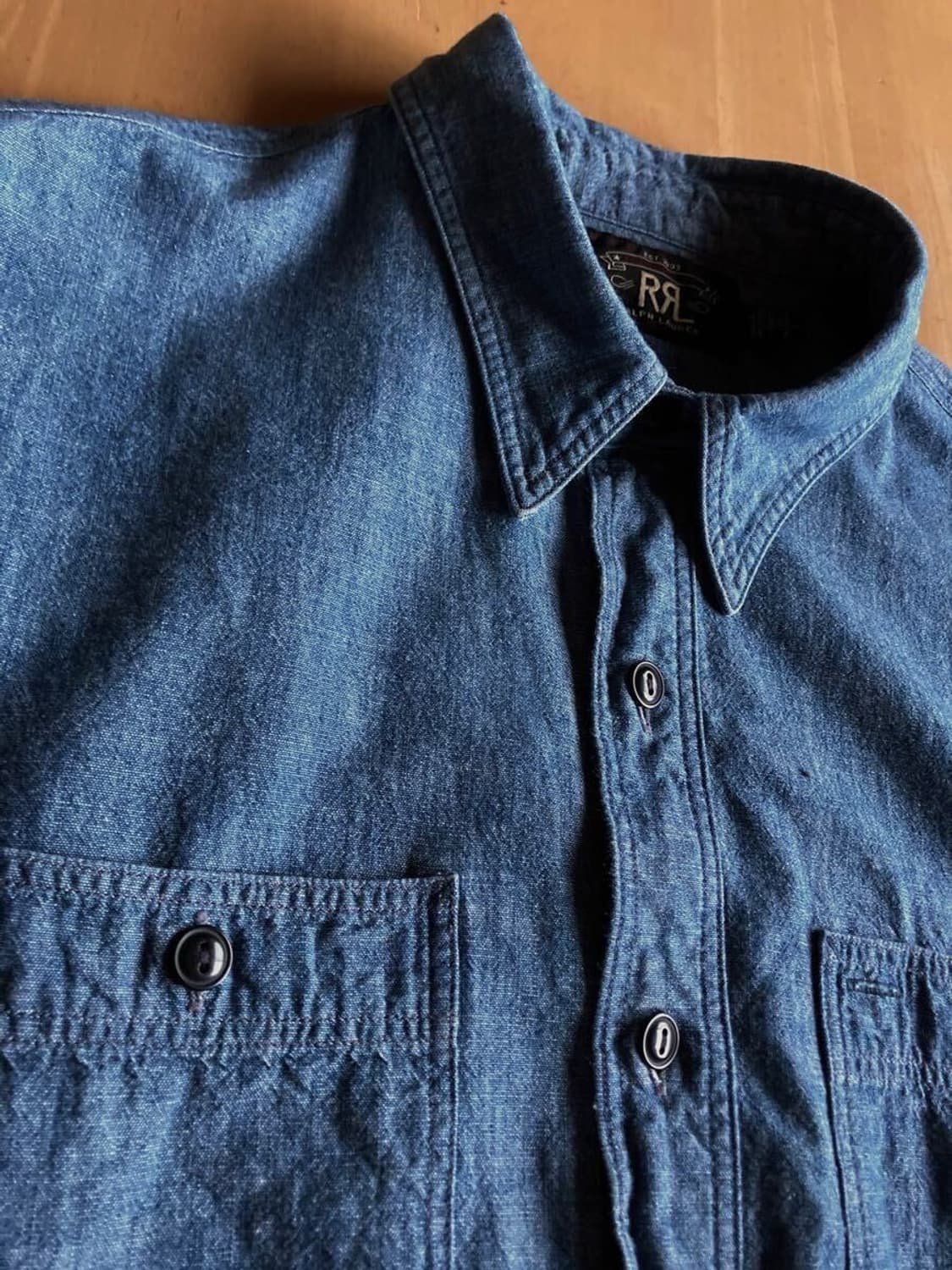 RRL 인디고 샴브레이 워크셔츠  S사이즈 상품이미지3