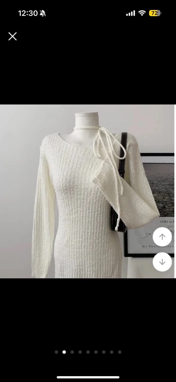 부클 트임 보트넥 셔링 니트 상품이미지5