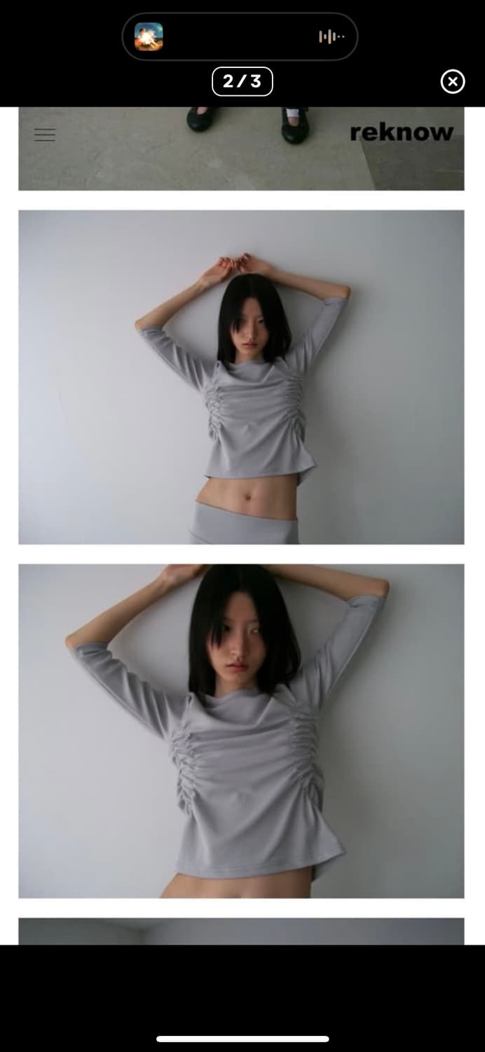 [reknow] 르노우 메이드 져지 셔링 티셔츠 그레이 상품이미지3