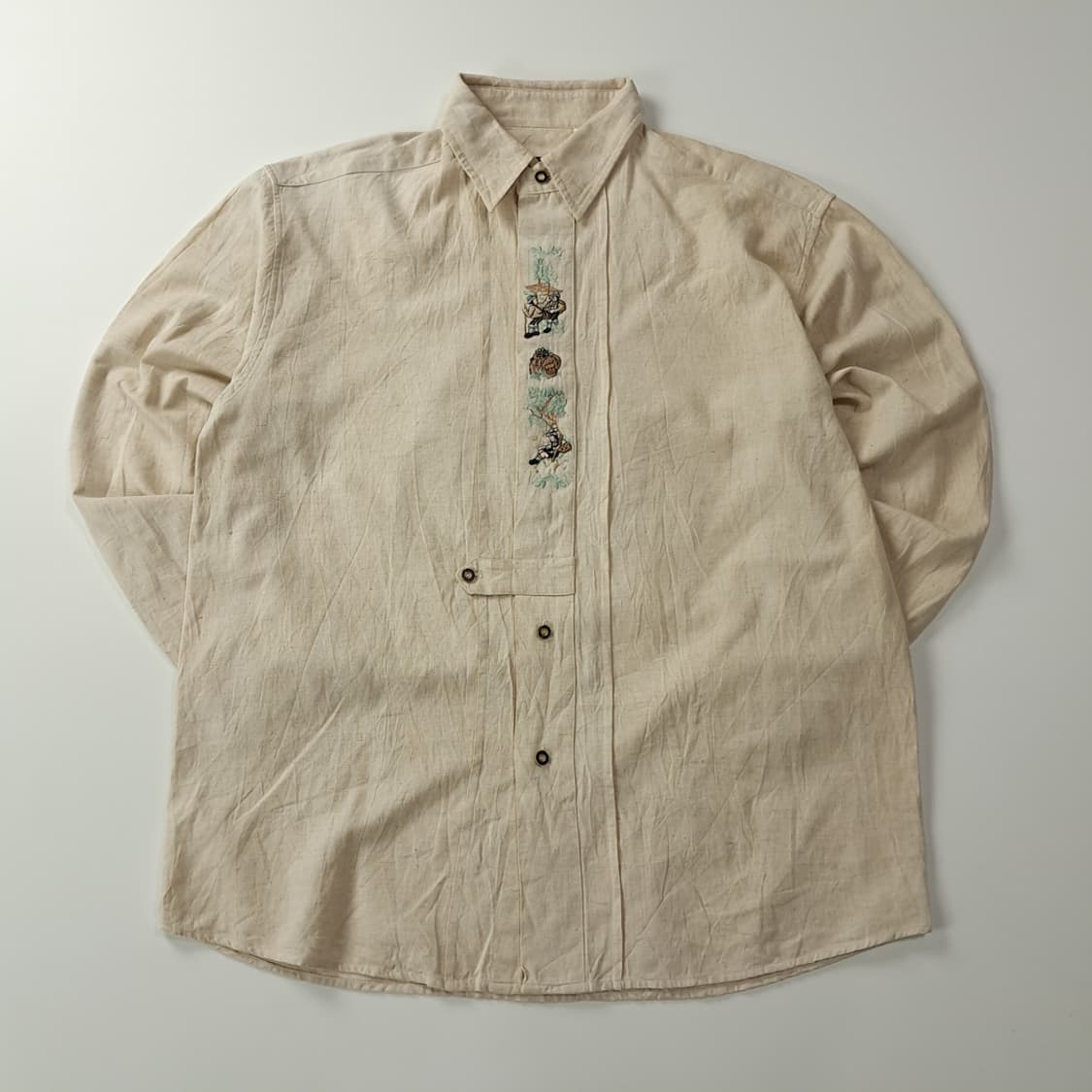 CK476 L Woodpecker 90s 독일 바바리안 린넨 알펜 셔츠 상품이미지1