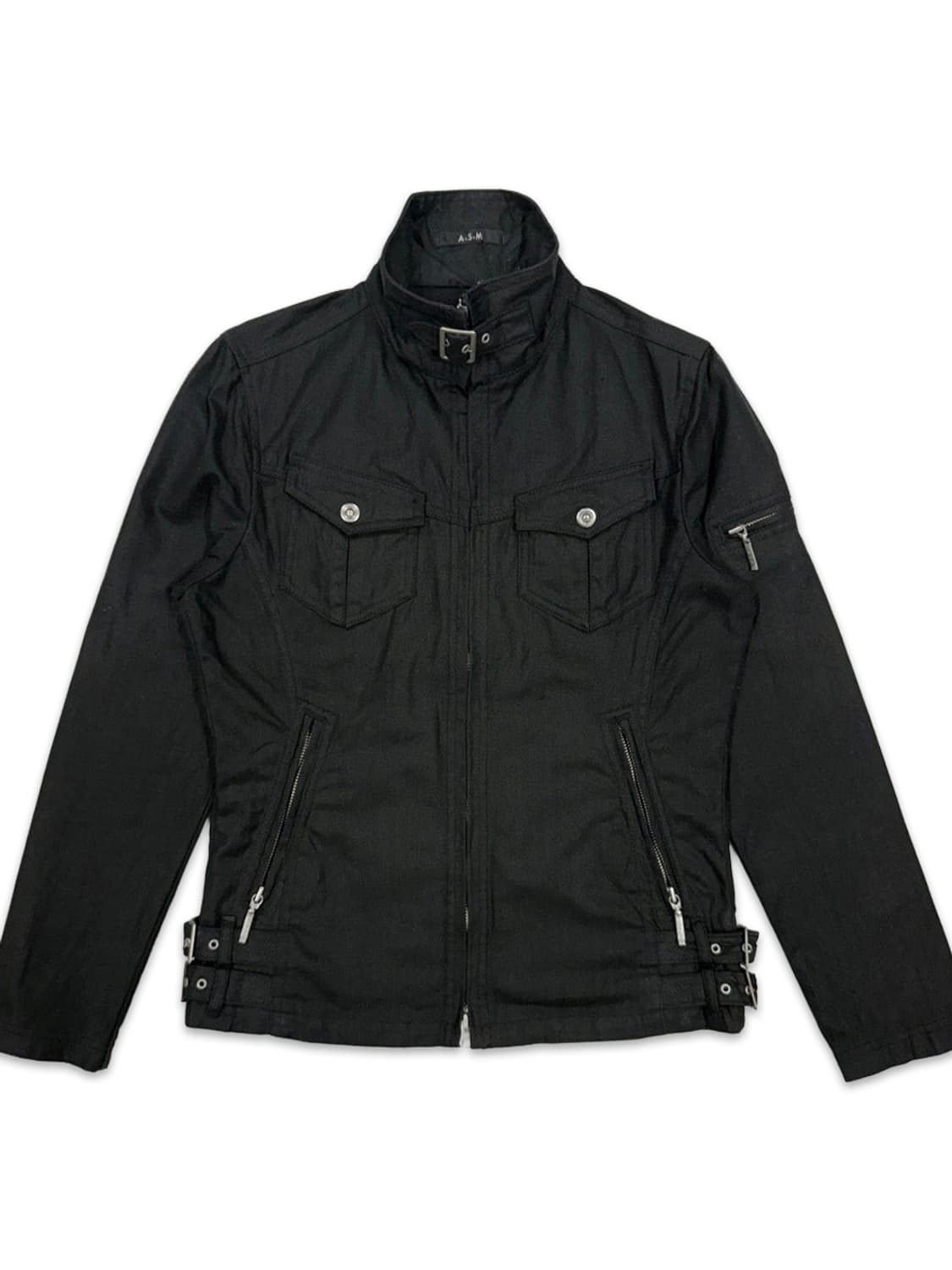 빈티지 A.S.M 블랙 벨트 슬림 라인 라이더 자켓 상품이미지1
