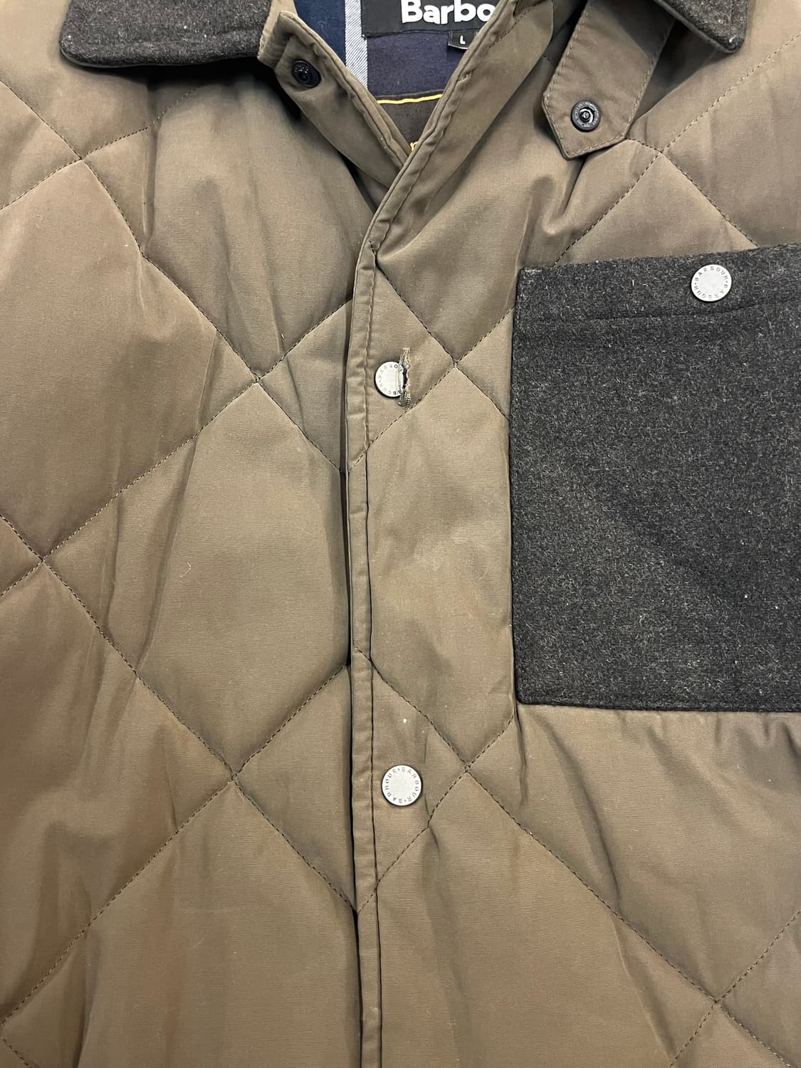 바버 카라 퀄팅 자켓 카키 L #csz2148 상품이미지5
