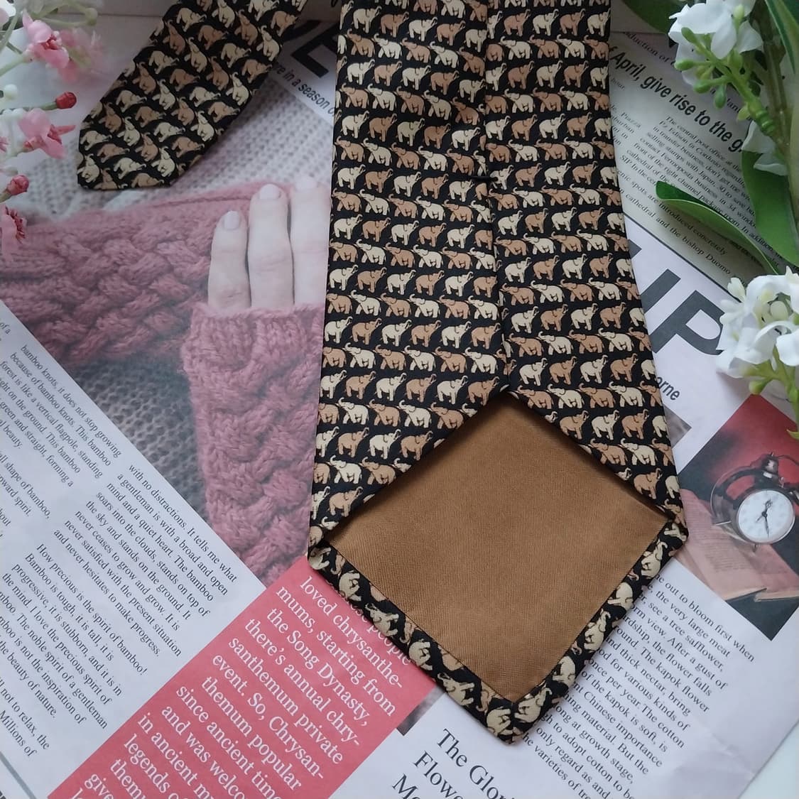 짐톰슨 실크 블랙 코끼리 패턴 넥타이 9.2cm A등급 K1682
 상품이미지8