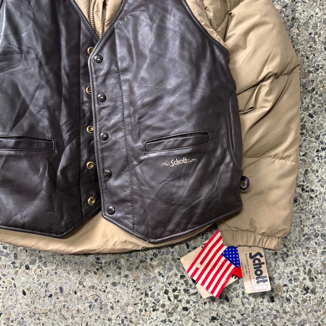 [M] 80s Schott 래더 베스트 다운 자켓 상품이미지6