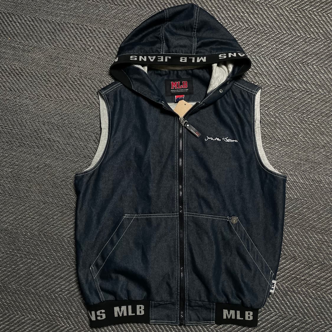 00s MLB USA 자수로고 데님 후드 베스트y 5218 상품이미지2