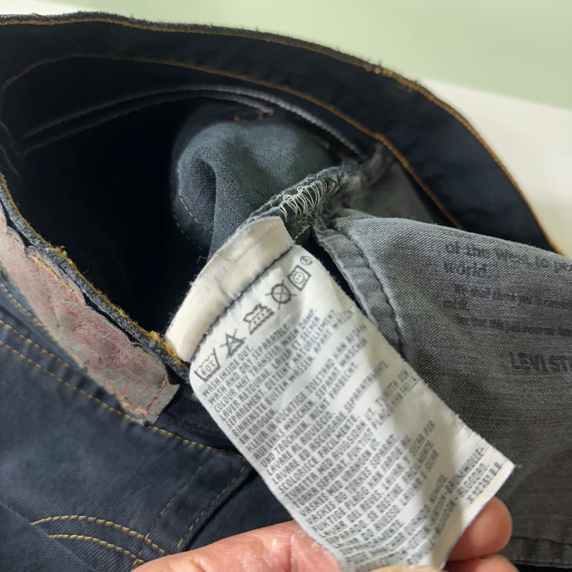 S-M 리바이스534 메이드인FRANCE 레귤러핏 블랙워시드 데님팬츠 상품이미지6