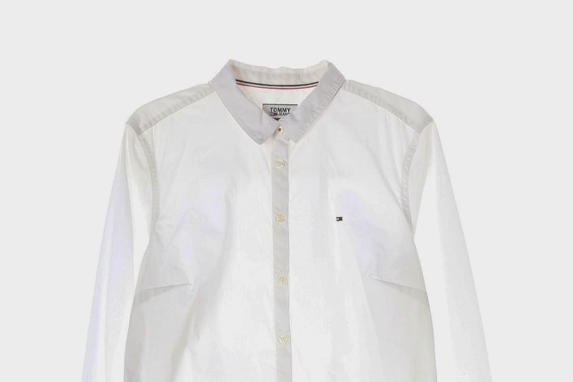 타미진스 여성 스몰 로고 화이트 스판 셔츠 M 상품이미지3