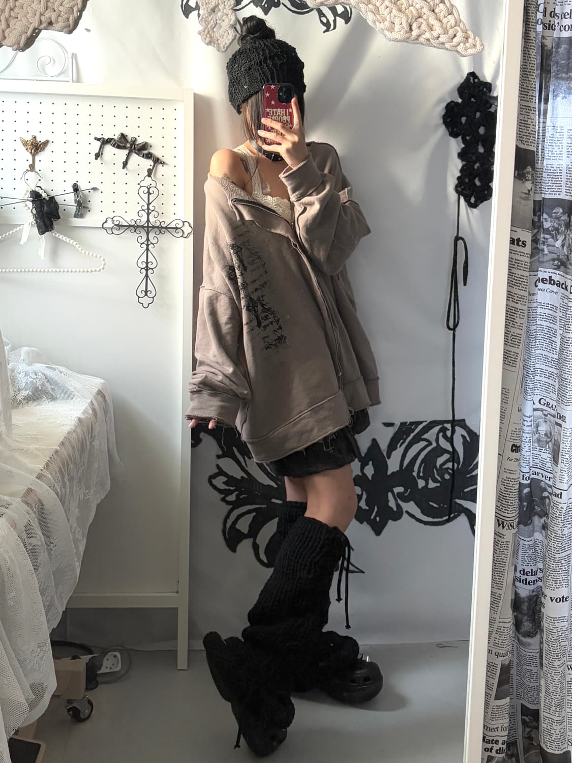 • hurtremake grung cross-printed zip-up 상품이미지5