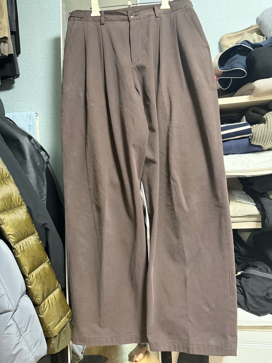 노운 와이드 치노 팬츠 브라운 2사이즈 (허리 수선 최대 45.5cm) 상품이미지3