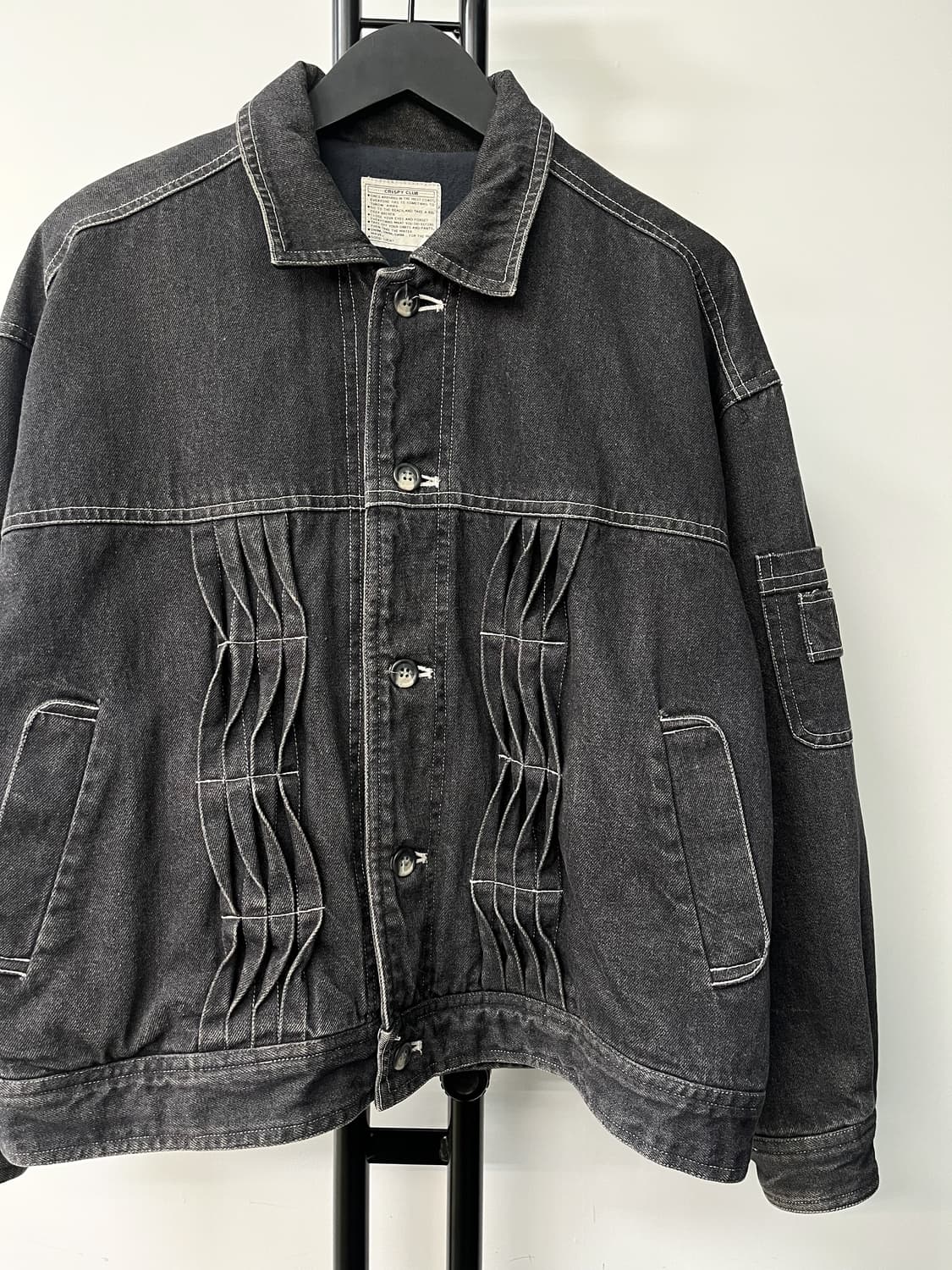 Crispy Club 셔링 플리츠 데님 자켓 상품이미지3