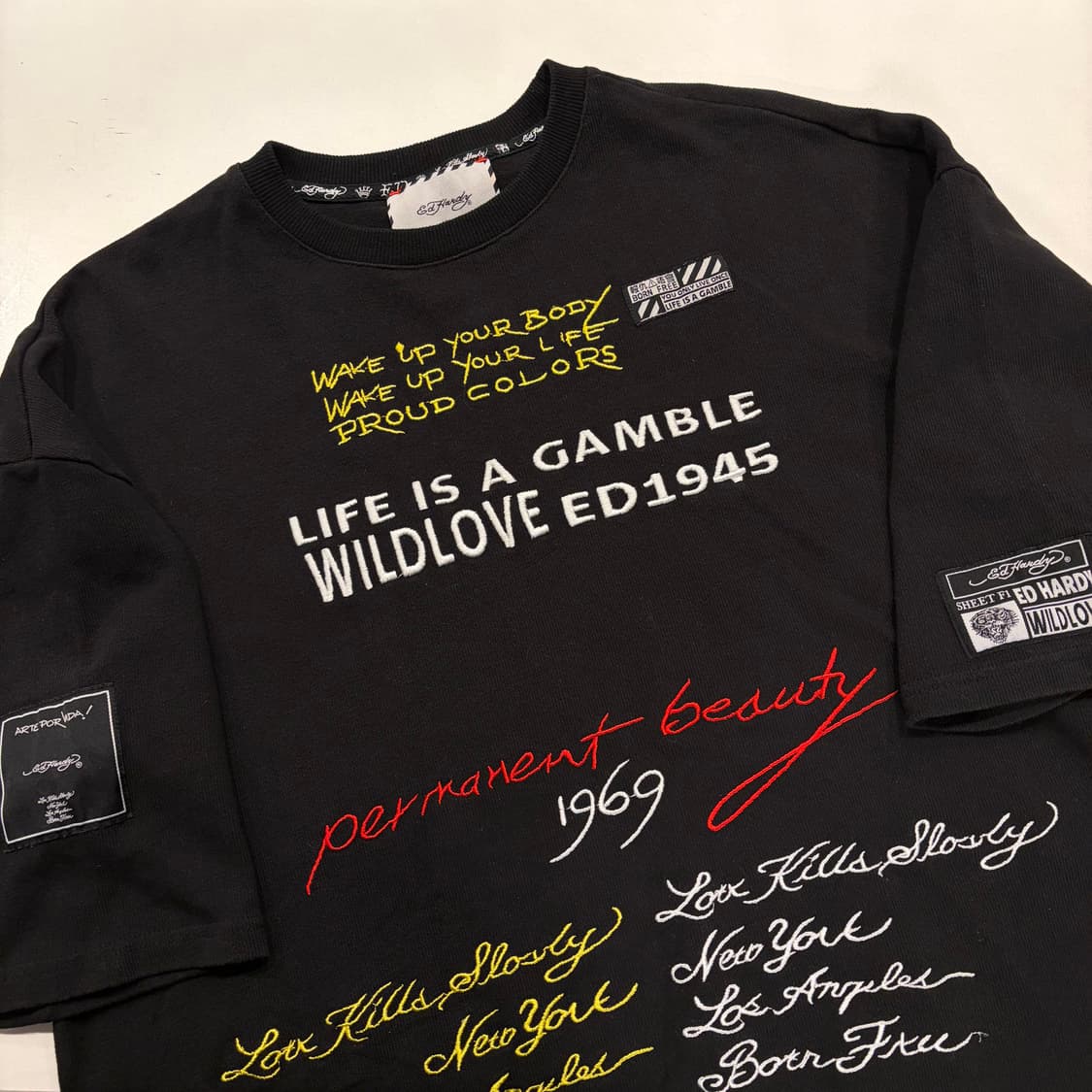 [L] 에드하디 블랙 반팔 티셔츠 프린팅 B421 상품이미지3