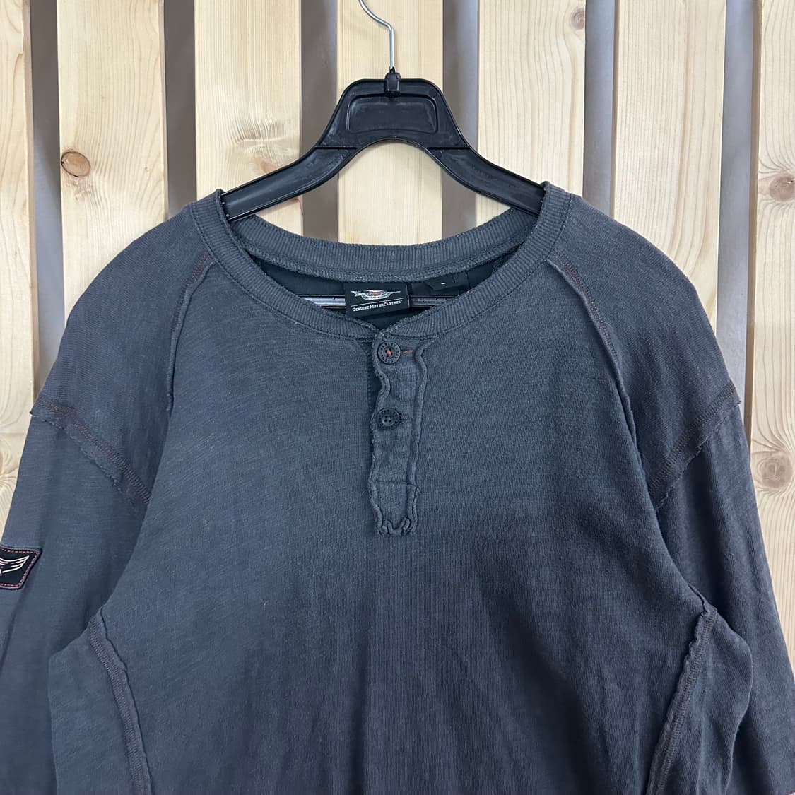 (S) 할리데이비슨 차콜 빅로고 헨리넥 롱슬리브 상품이미지5