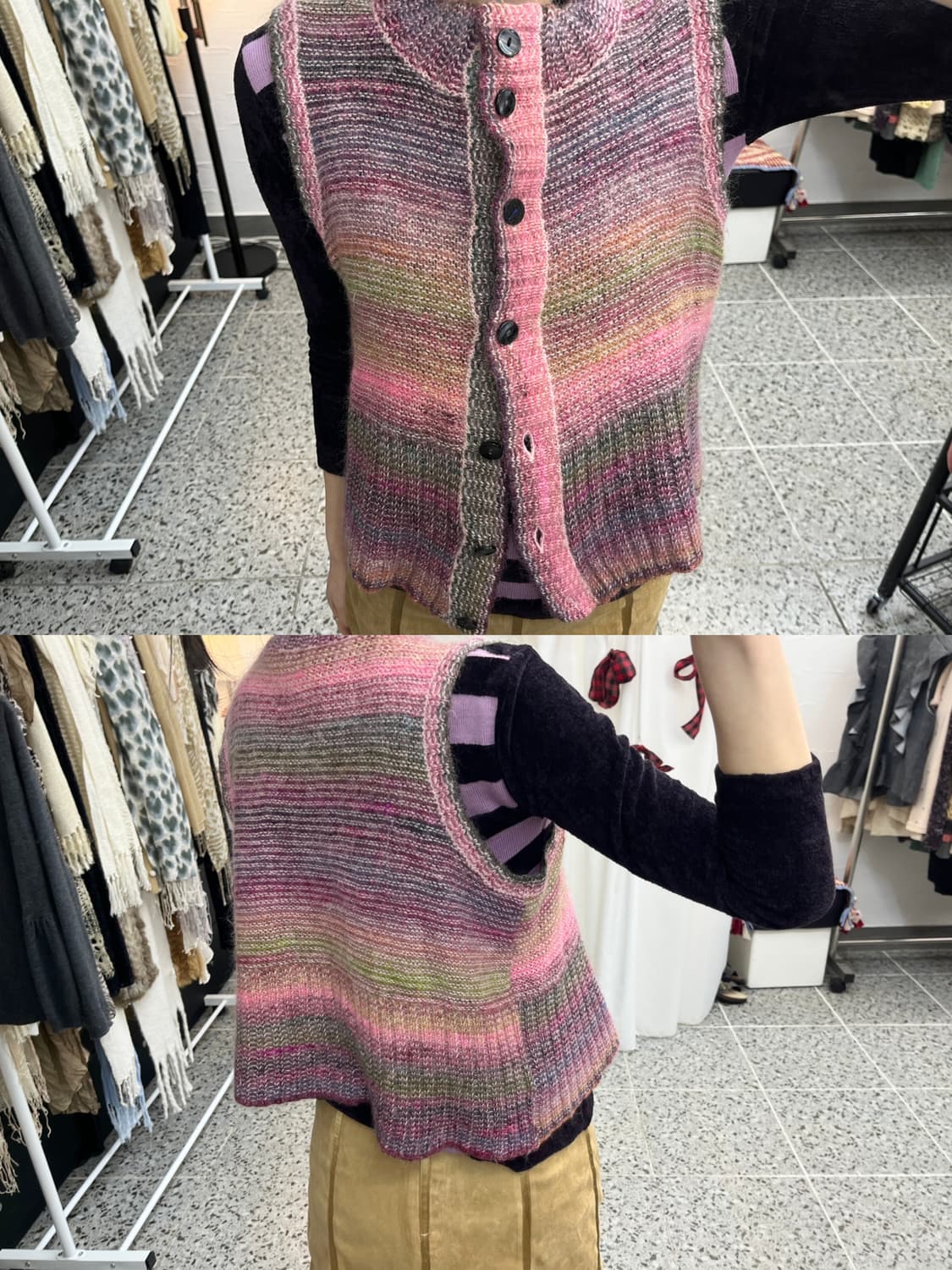 Blush fade knit vest 상품이미지3