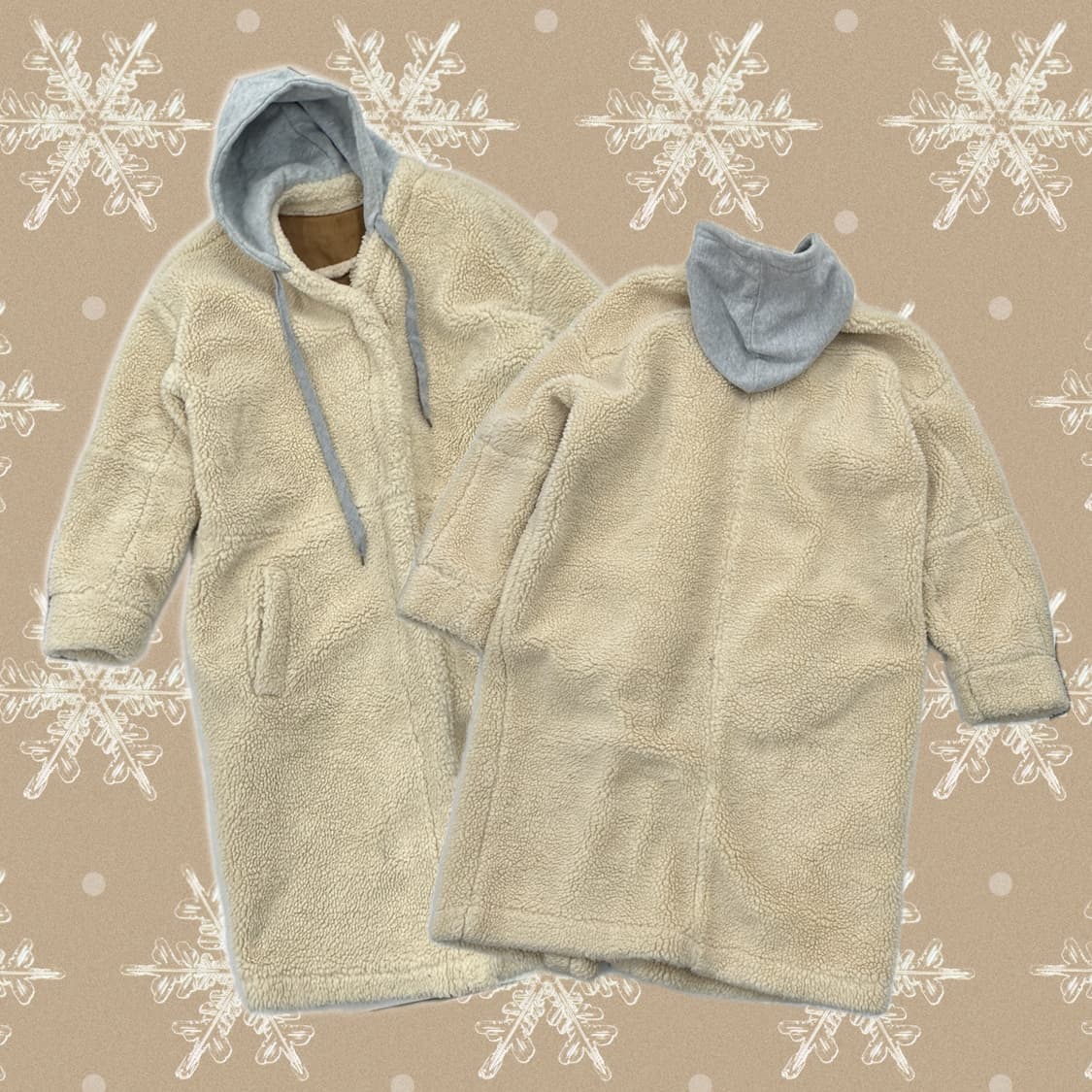 🧁양털 후드 폭닥폭닥 롱 코트 후리스🧁 그런지 히피 에스닉 상품이미지1