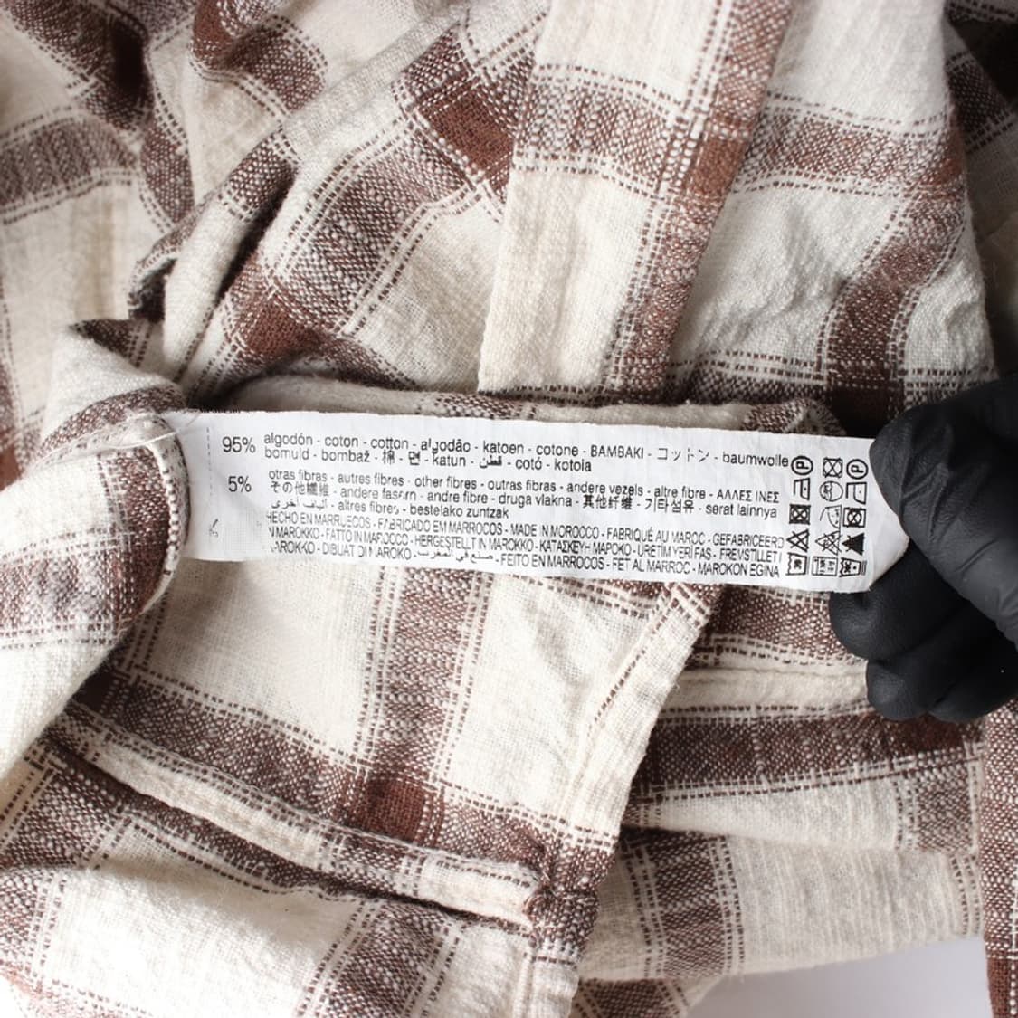 자라 릴랙스드 핏 블록 체크 플란넬 셔츠 브라운 L 상품이미지6